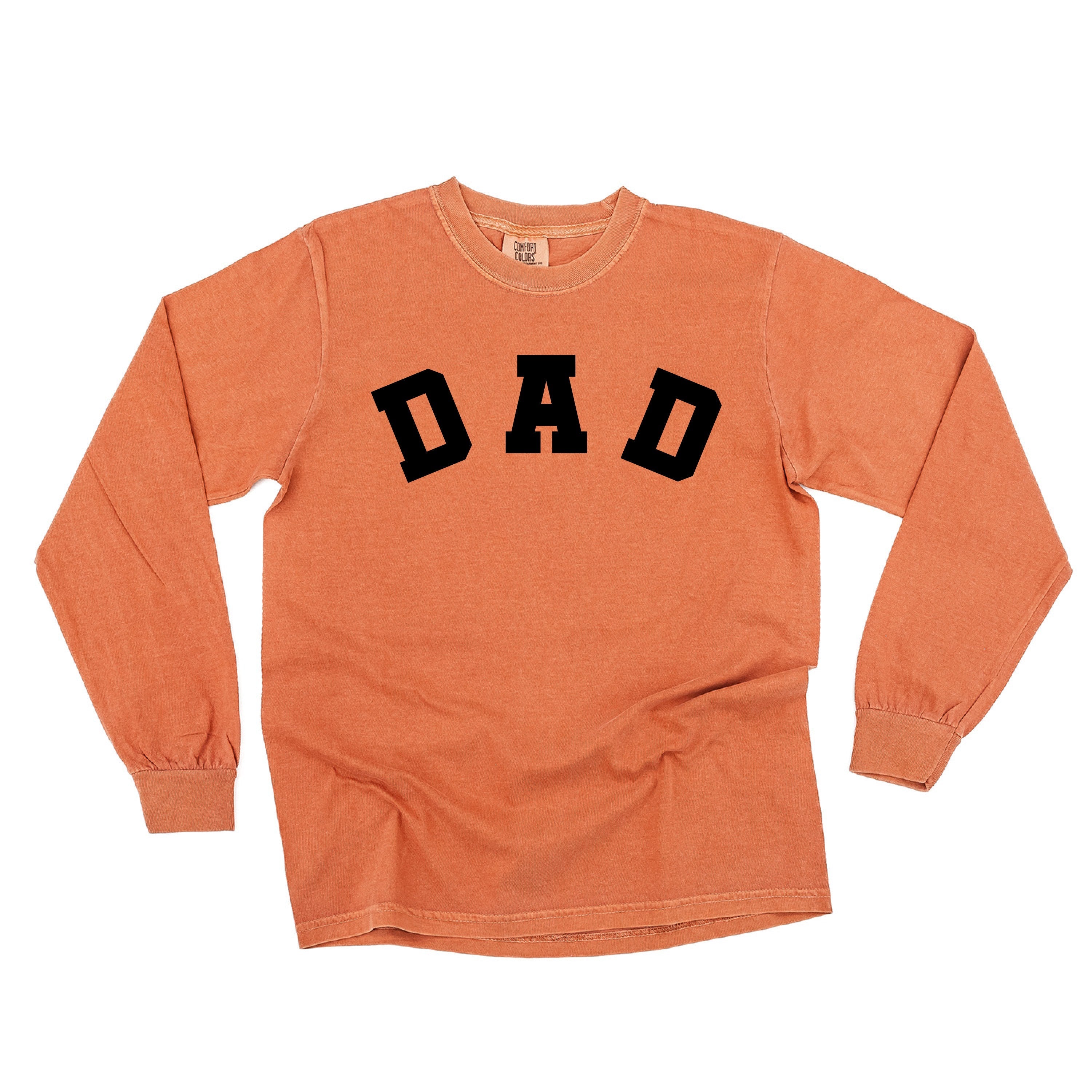 Dad - Arched Varsity - Long Sleeve Comfort Colors Tee