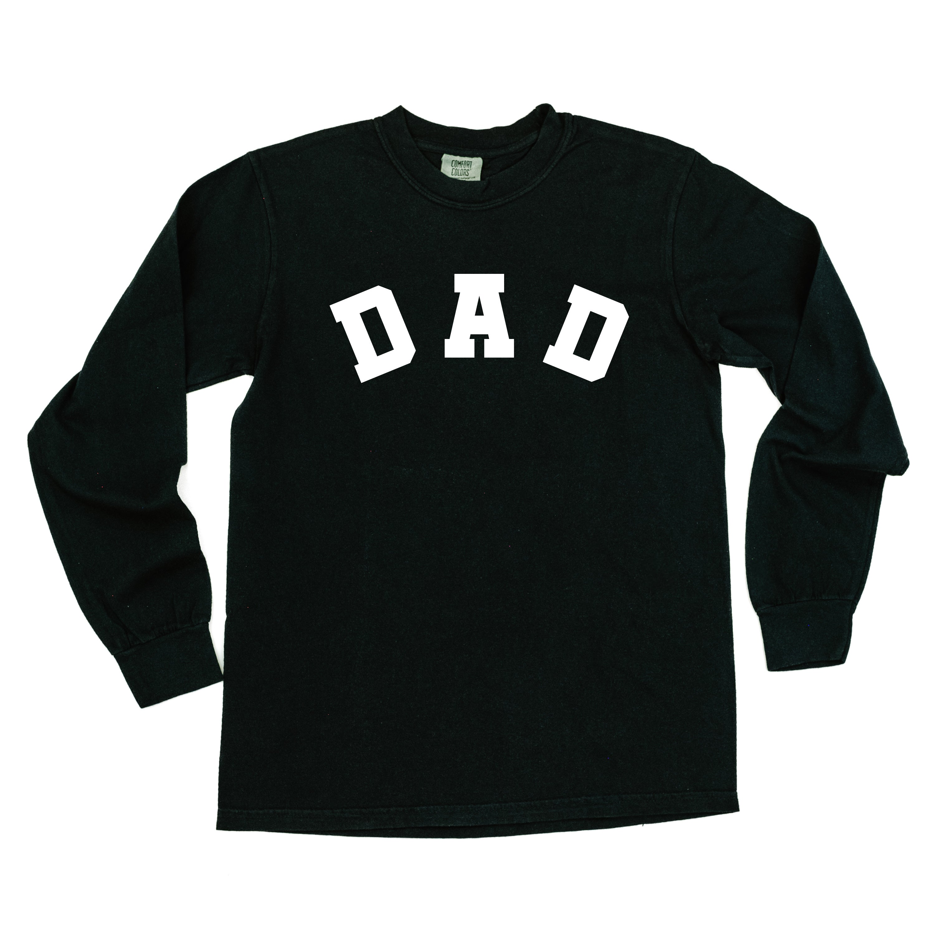Dad - Arched Varsity - Long Sleeve Comfort Colors Tee