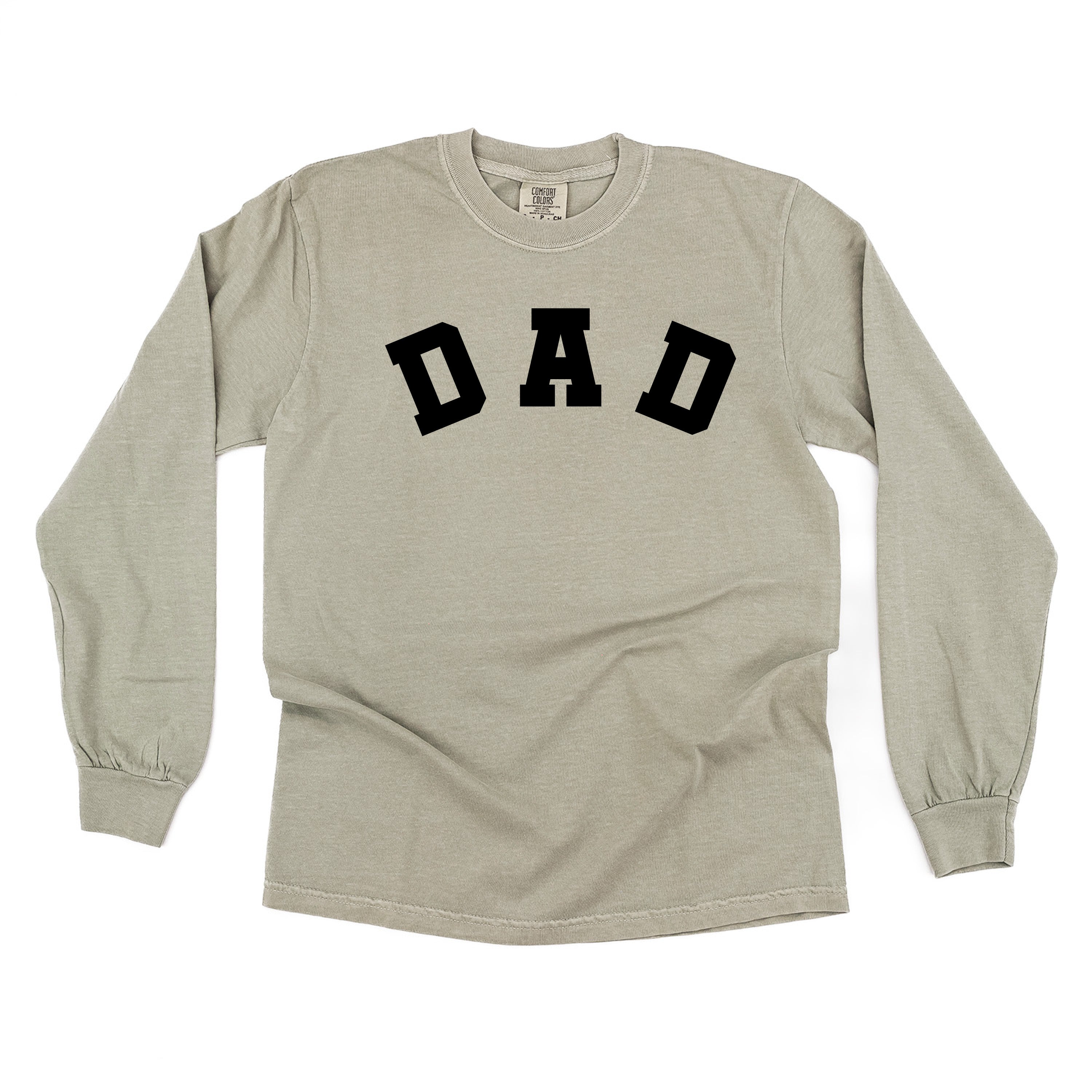 Dad - Arched Varsity - Long Sleeve Comfort Colors Tee