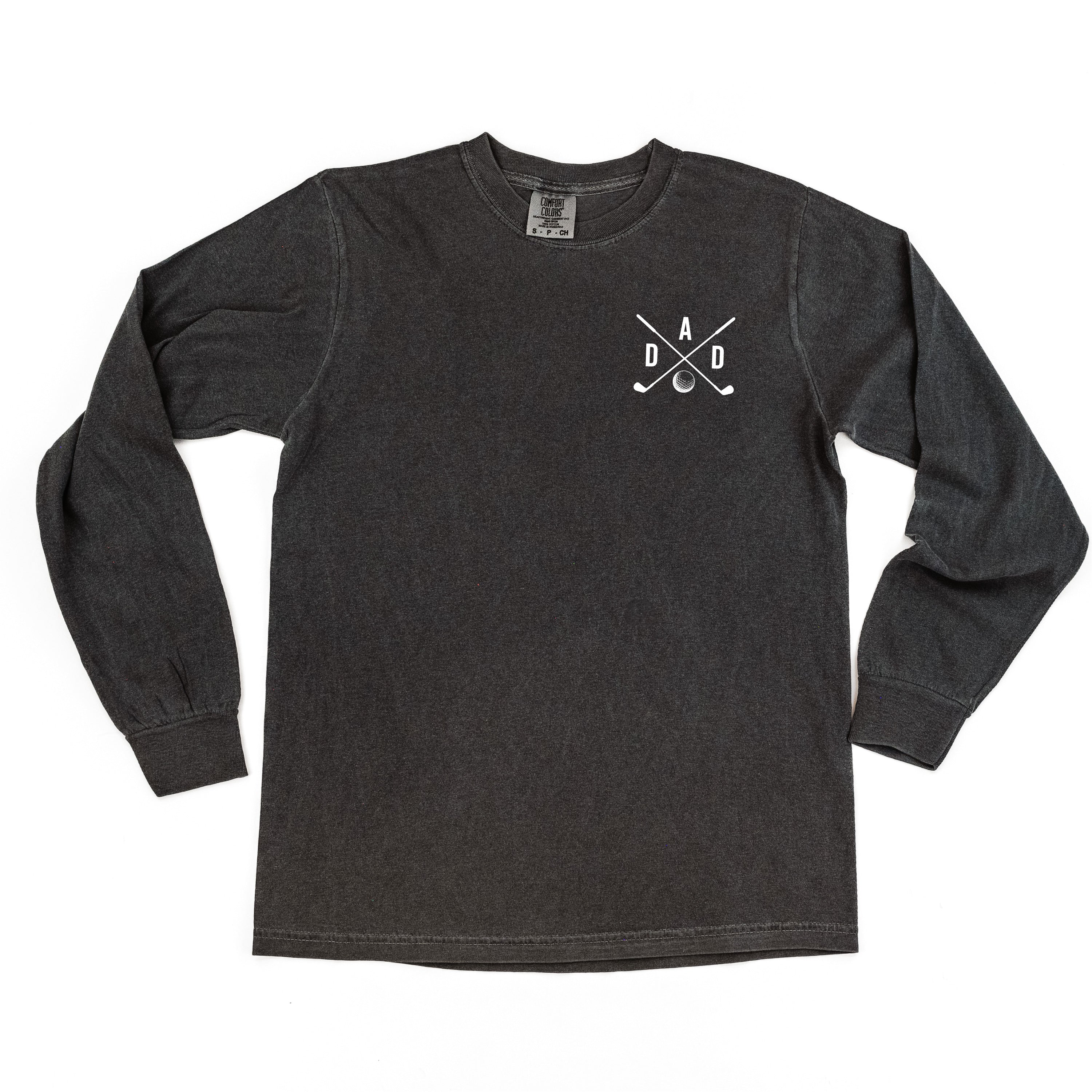 Dad - Gold Clubs (pocket) - Long Sleeve Comfort Colors Tee