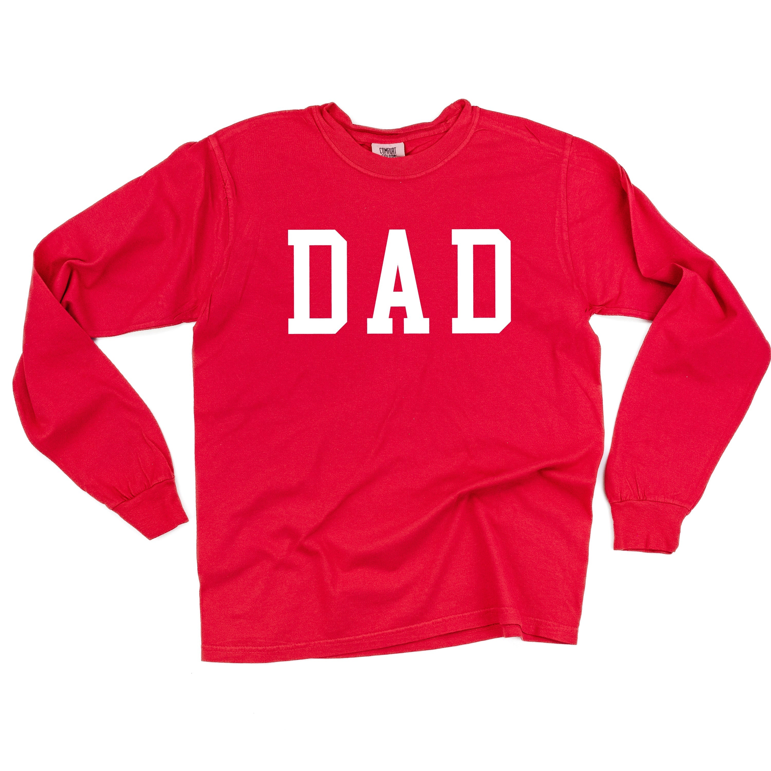 Dad - Varsity Straight Line - Long Sleeve Comfort Colors Tee