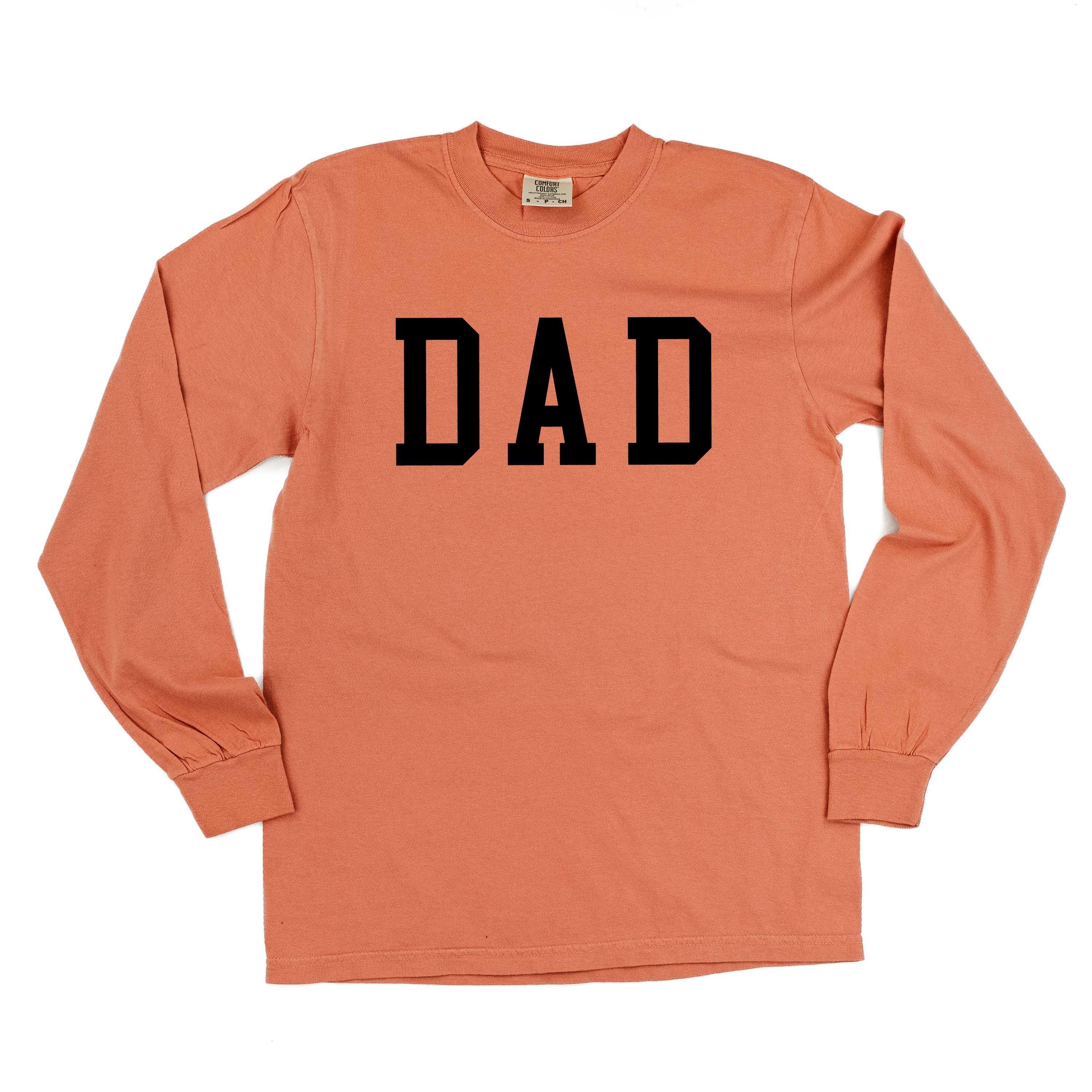 Dad - Varsity Straight Line - Long Sleeve Comfort Colors Tee