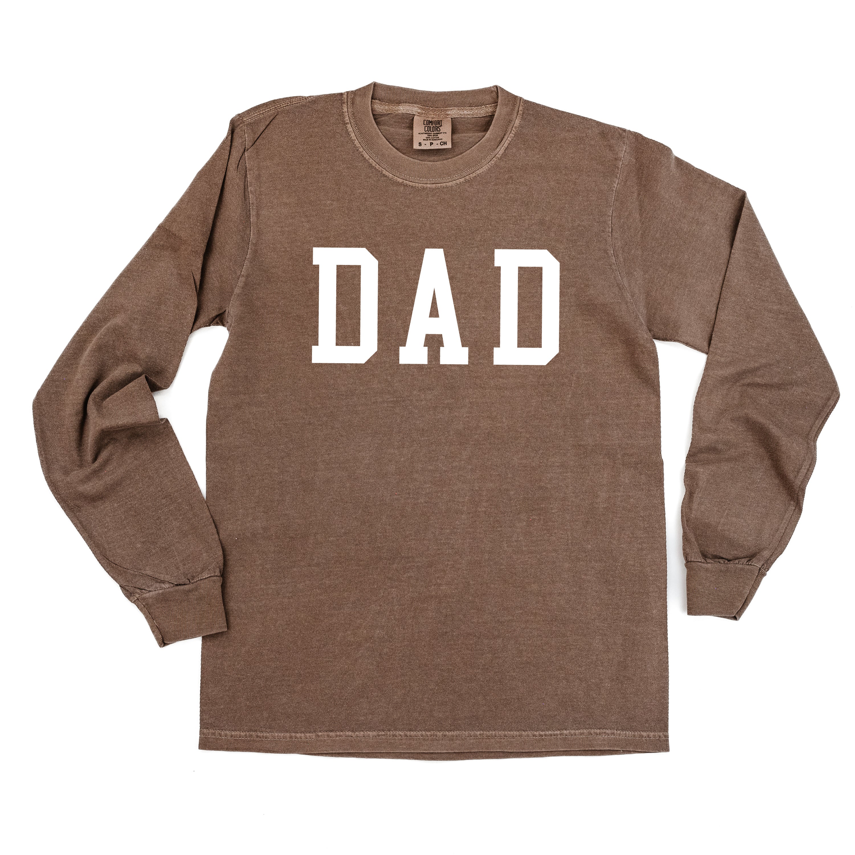 Dad - Varsity Straight Line - Long Sleeve Comfort Colors Tee