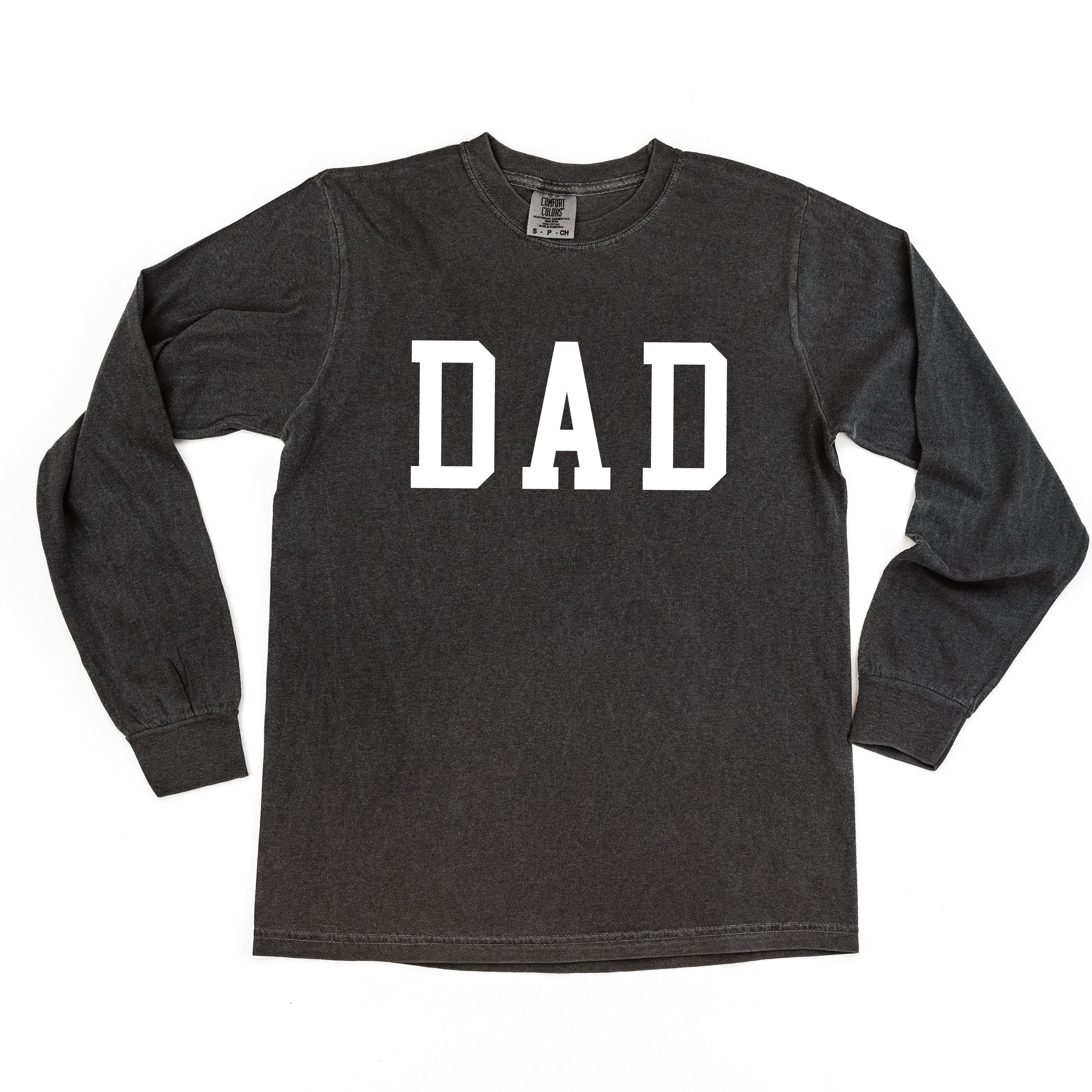 Dad - Varsity Straight Line - Long Sleeve Comfort Colors Tee