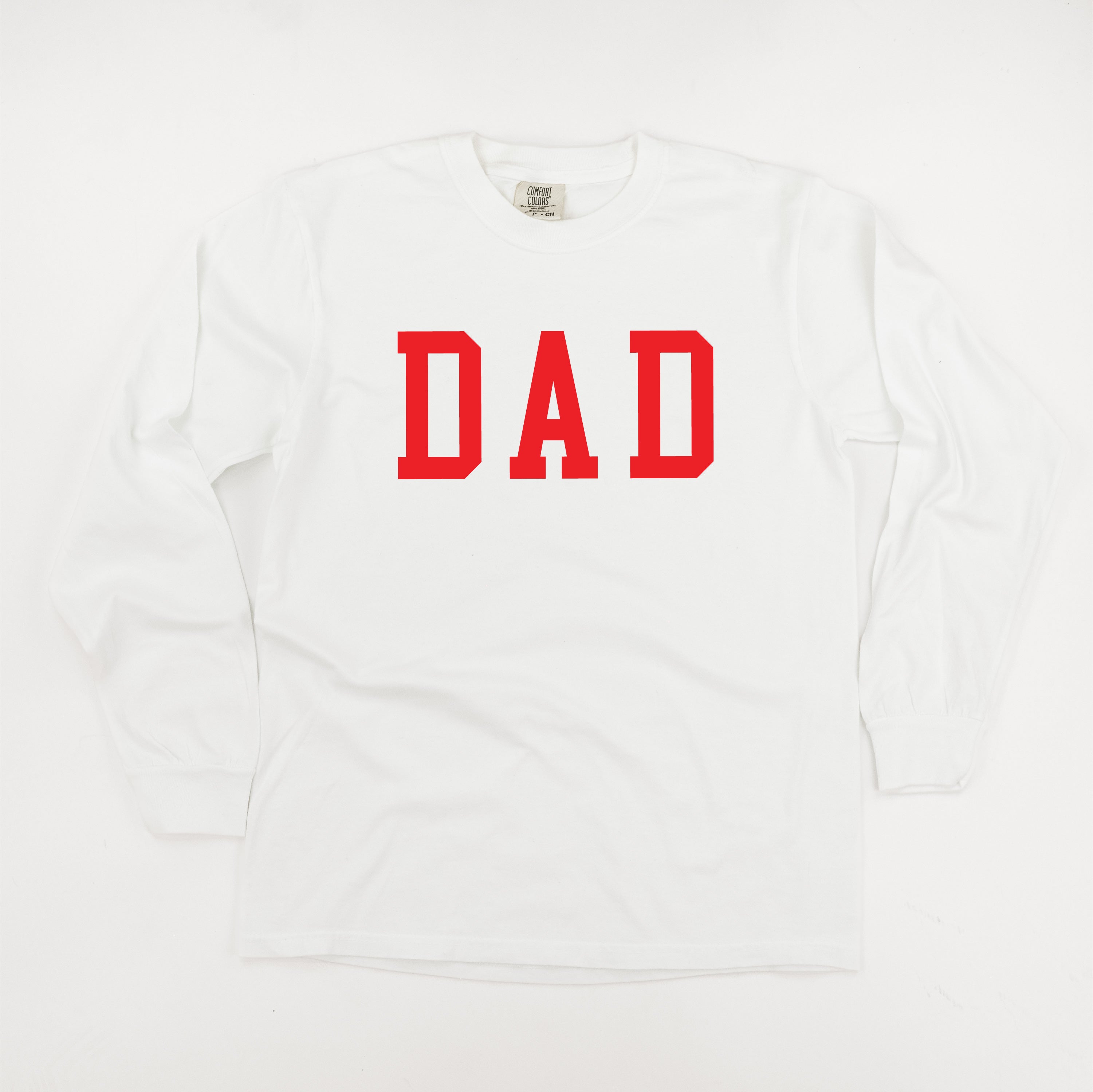 Dad - Varsity Straight Line - Long Sleeve Comfort Colors Tee