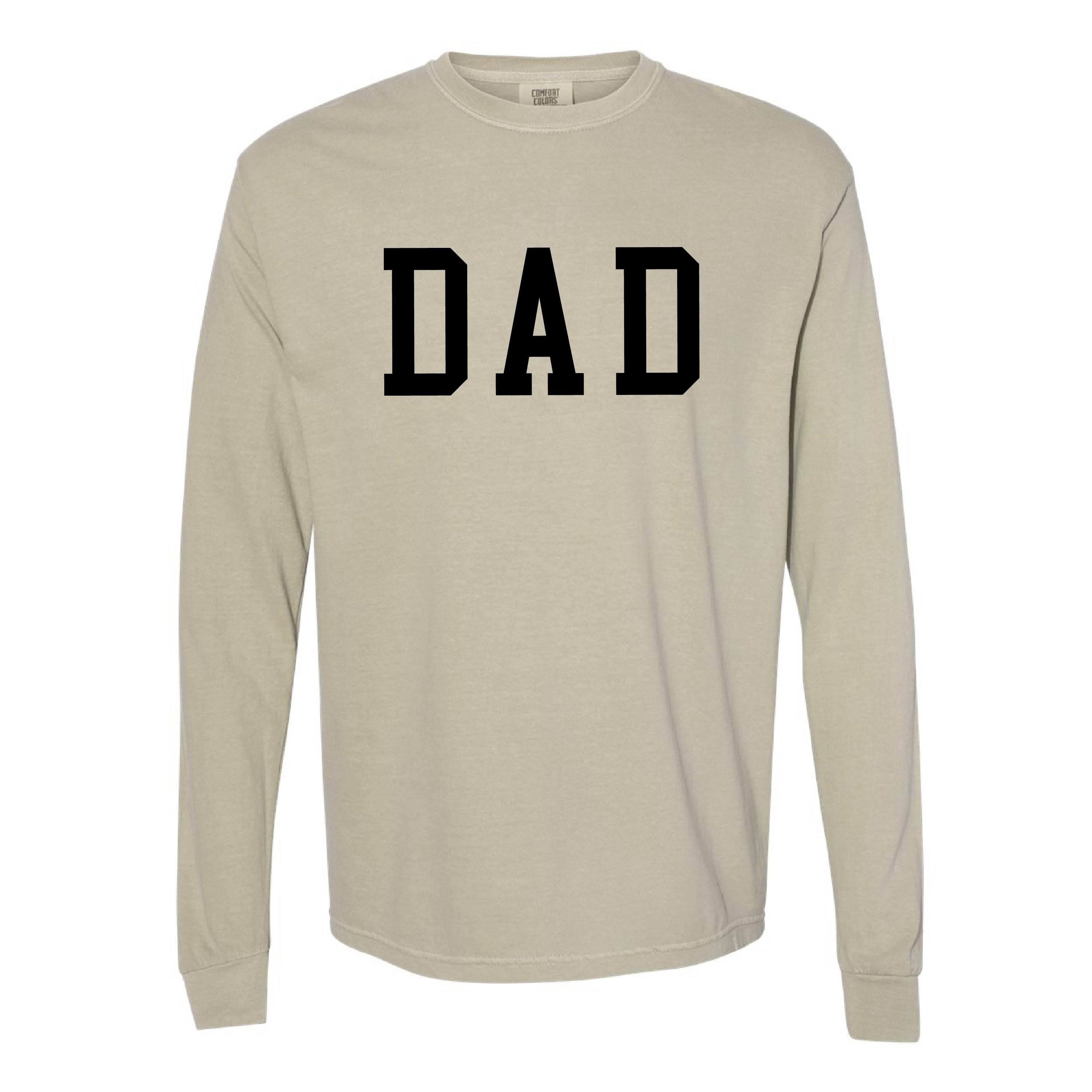 Dad - Varsity Straight Line - Long Sleeve Comfort Colors Tee