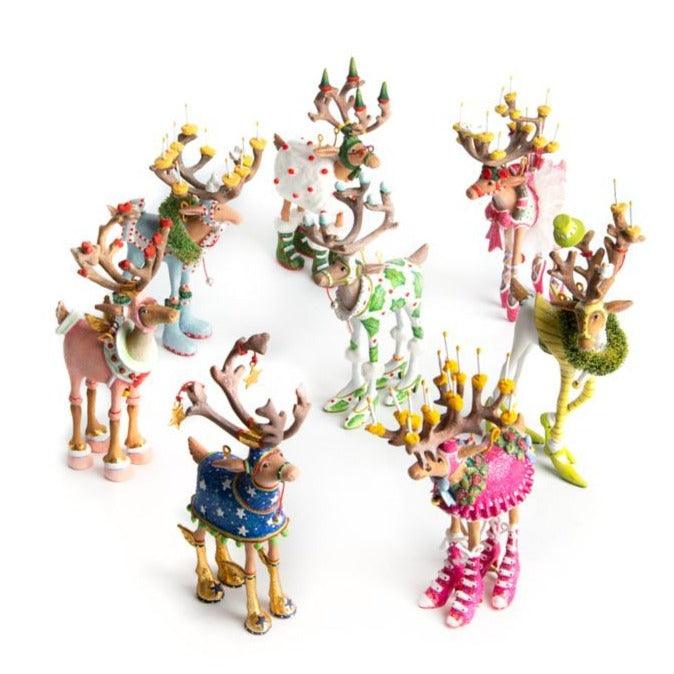 Dash Away Mini Reindeer Ornament Set/8 by Patience Brewster