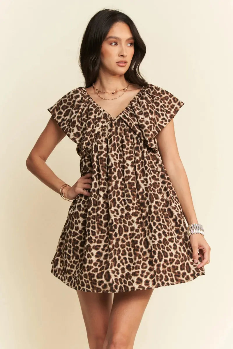 Trendsi Animal Print Velvet Mini Dress Women&amp;#39;s Party Chic &amp;amp; Comfy Dress