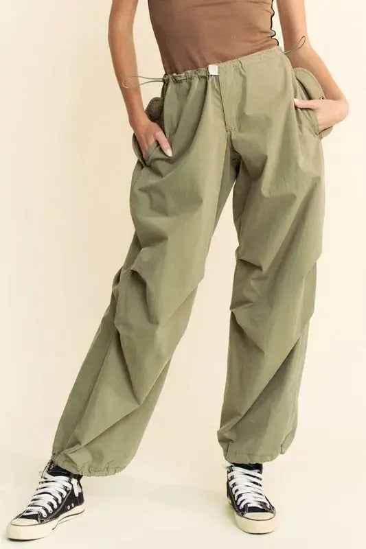 Davi &amp;amp; Dani Drawstring Baggy Pants with Pockets for Comfort