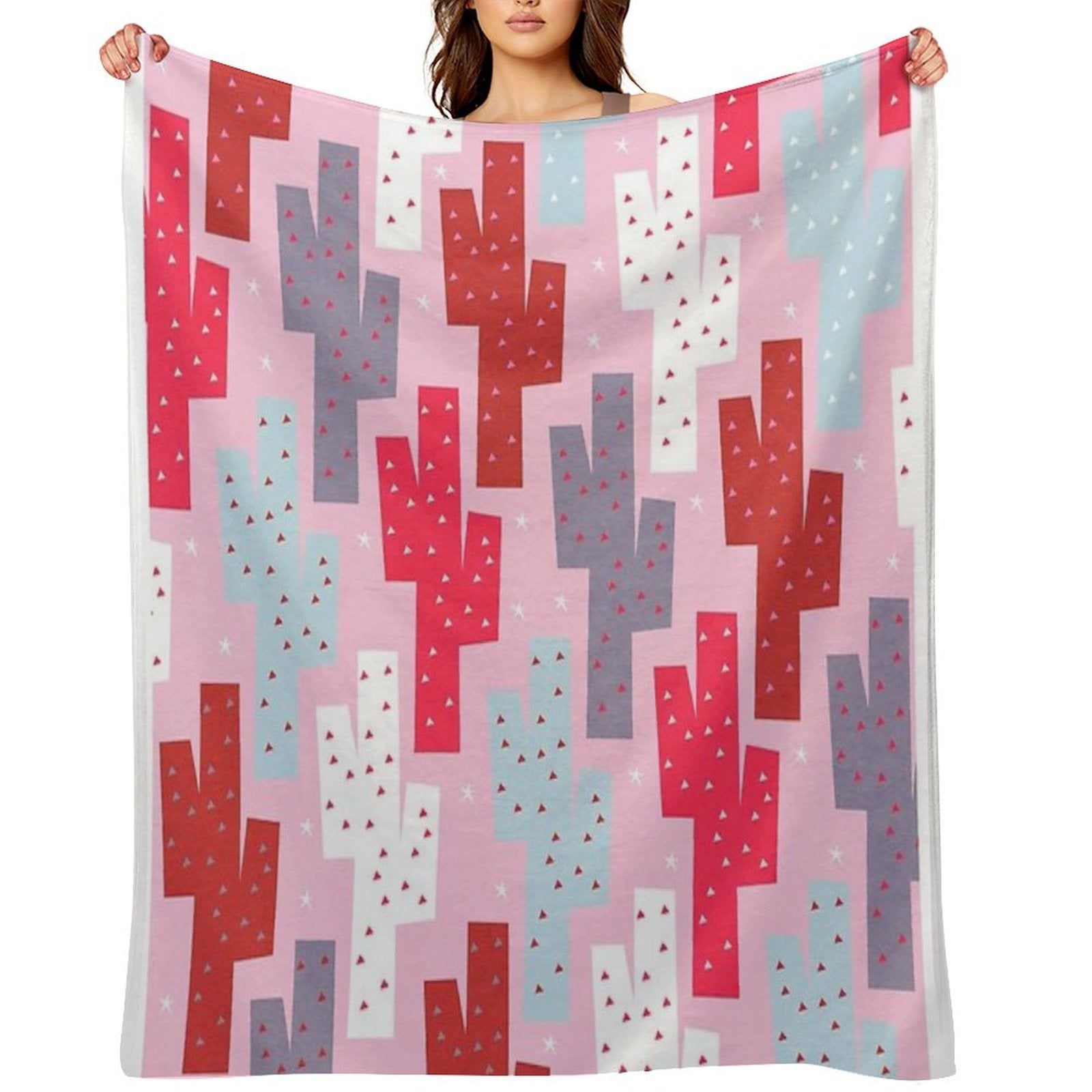 Sweet Cactus Pattern Throw Blanket