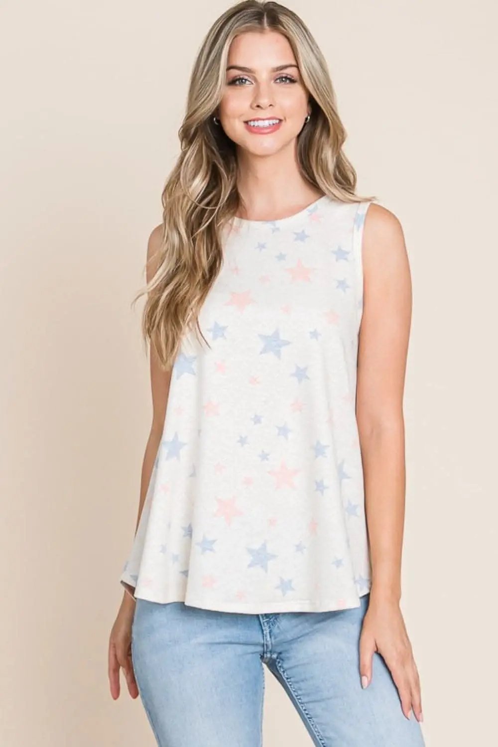 Trendsi BOMBOM Star Print Round Neck Tank