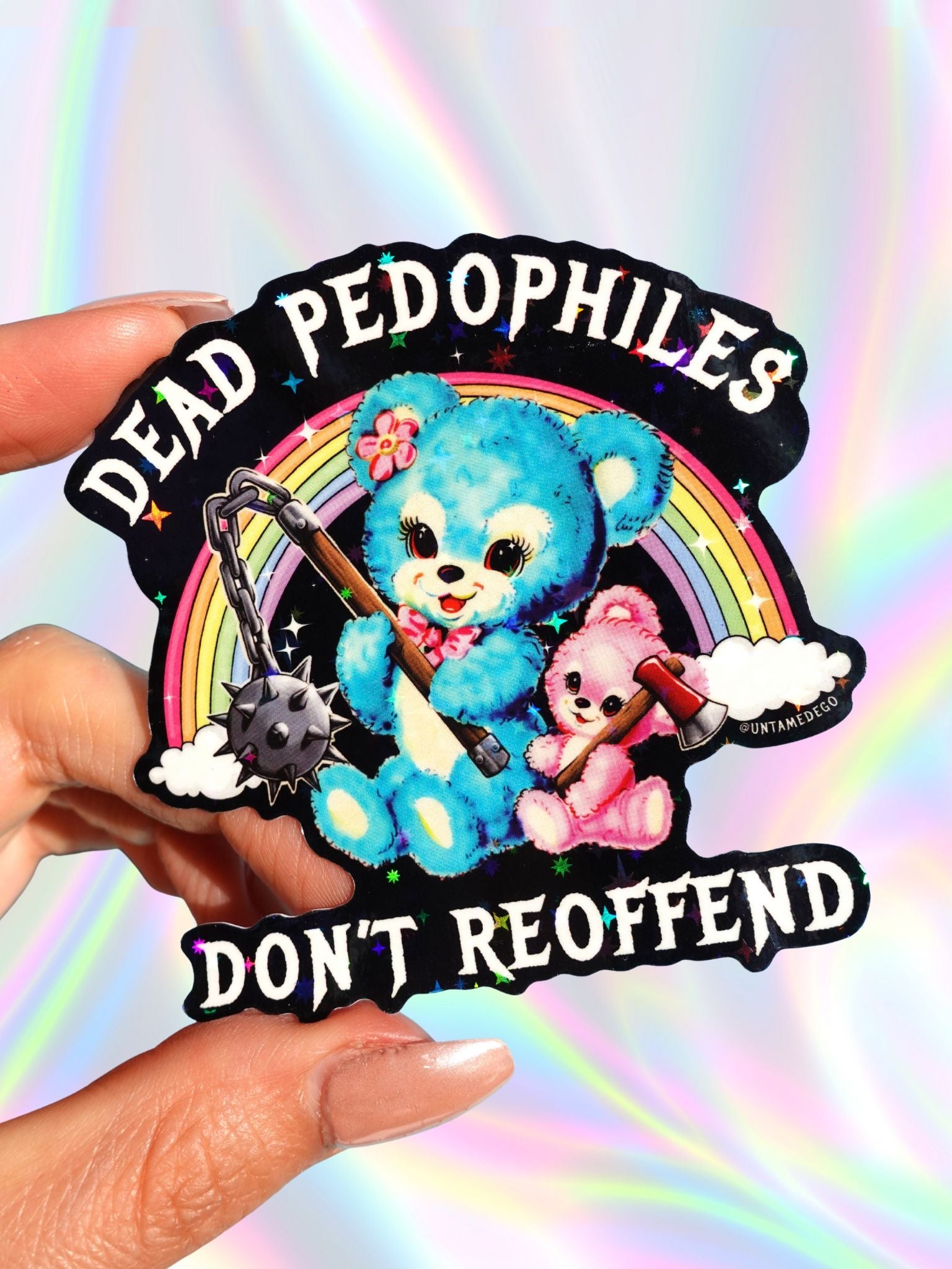 Dead Pedophiles Don&amp;#39;t Reoffend Glitter Vinyl Sticker