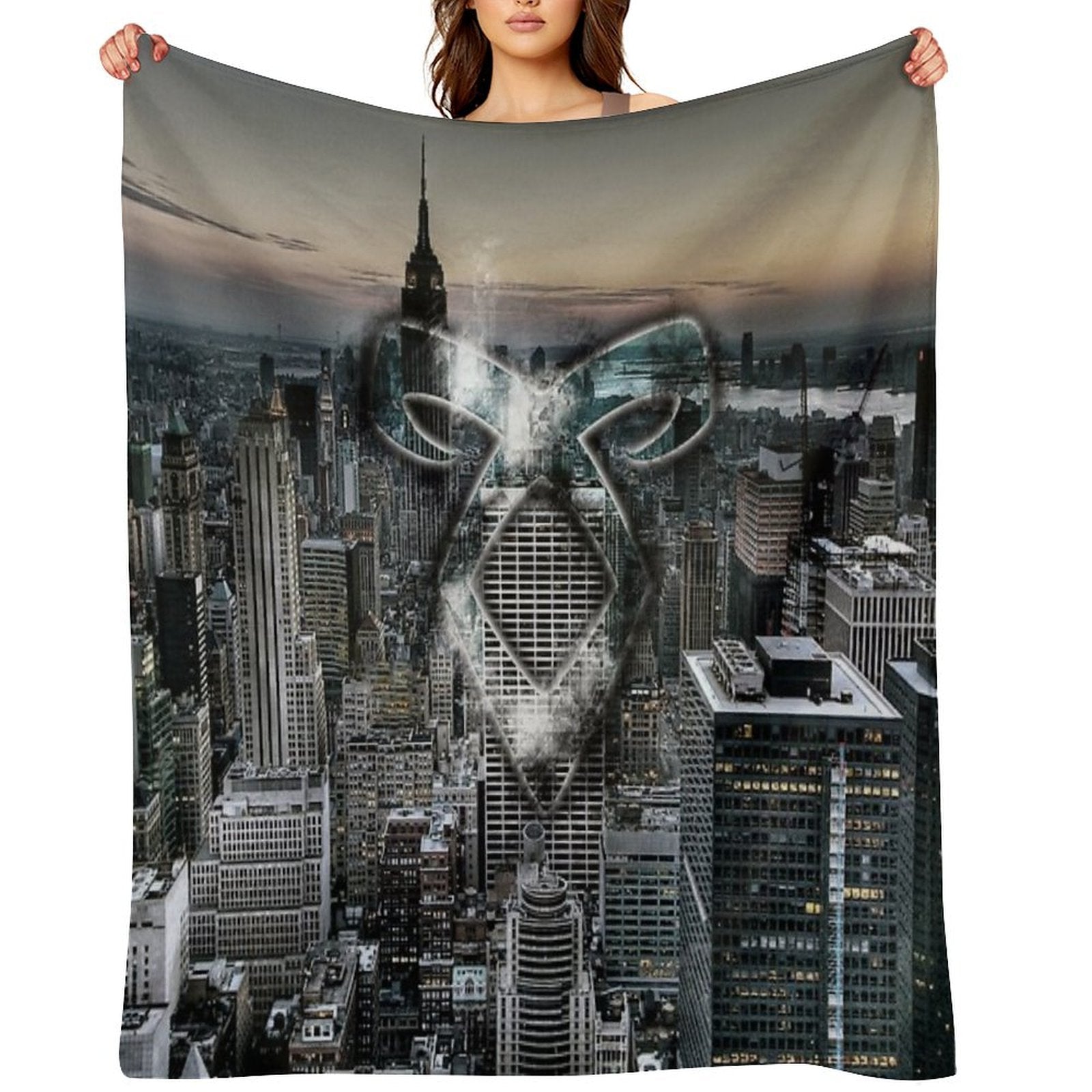Angelic Rune NYC City-Scape Throw Blanket
