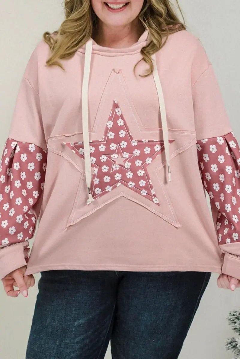 Love Salve Floral Star Hoodie Women&amp;#39;s Daily Wear Comfy Plus Size Sweatshirt