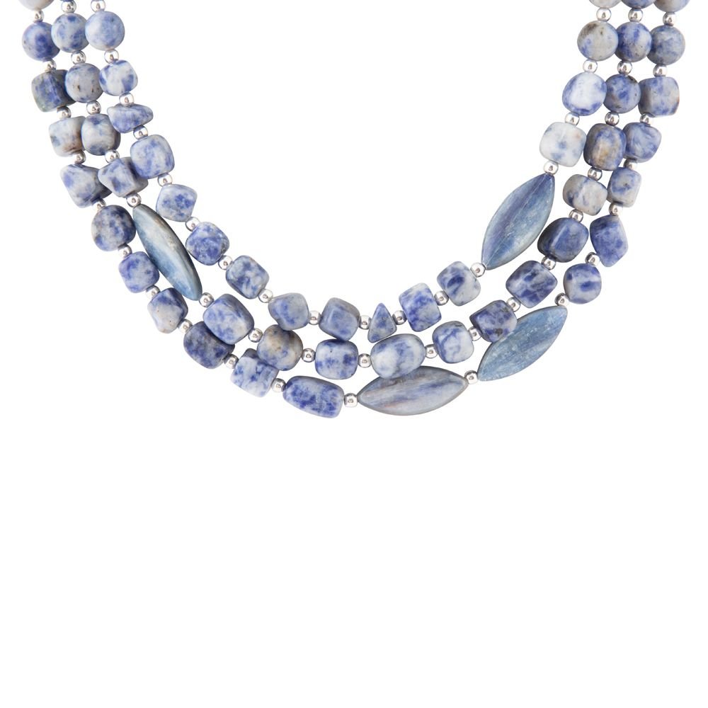 Denim Kyanite Blue Lapis Sterling Silver Strand Necklace