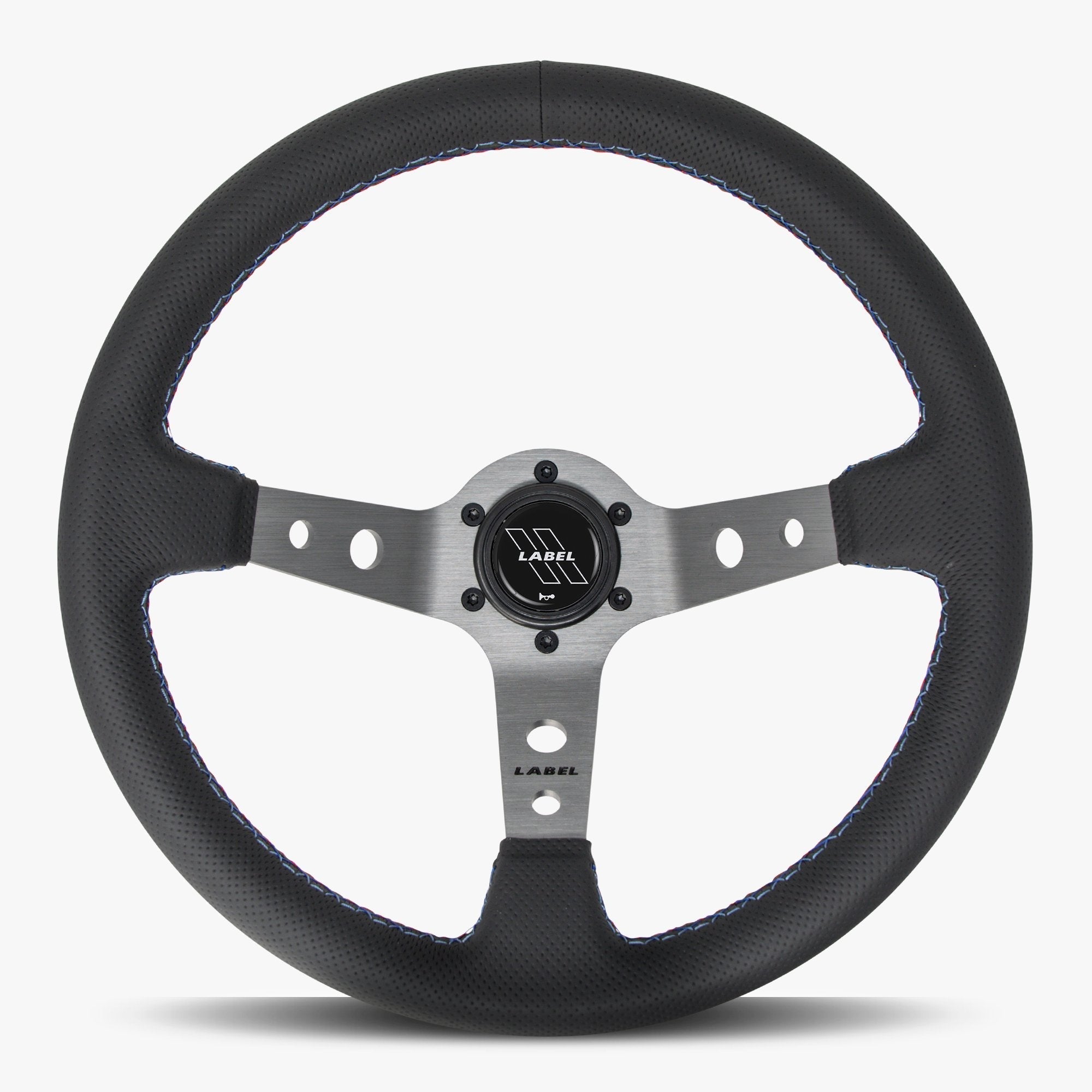 The Daytona | Black Perforated Leather | Graphite Spoke | RED Stitch