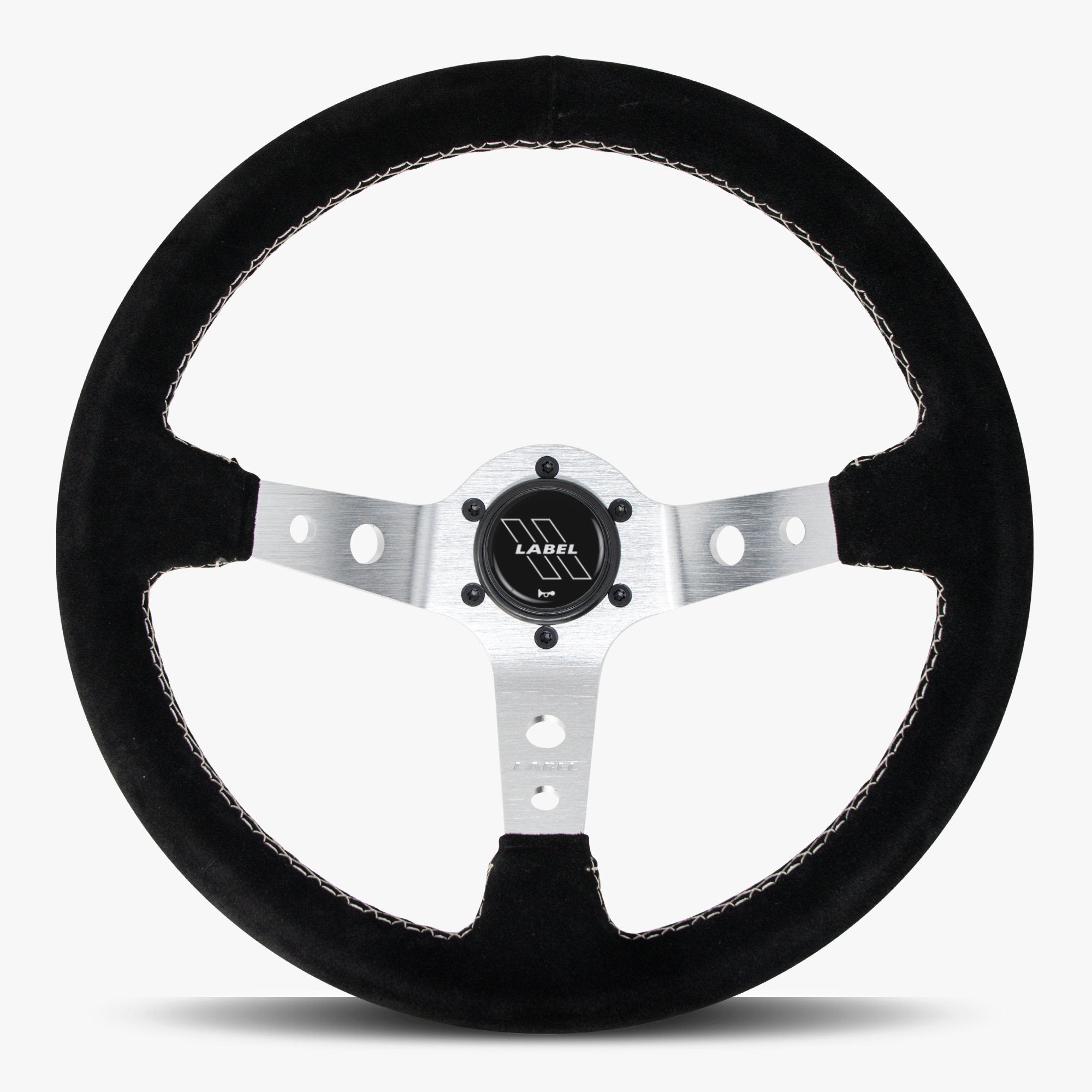 The Daytona | Black Alcantara Suede | Silver Spoke | Black Stitch