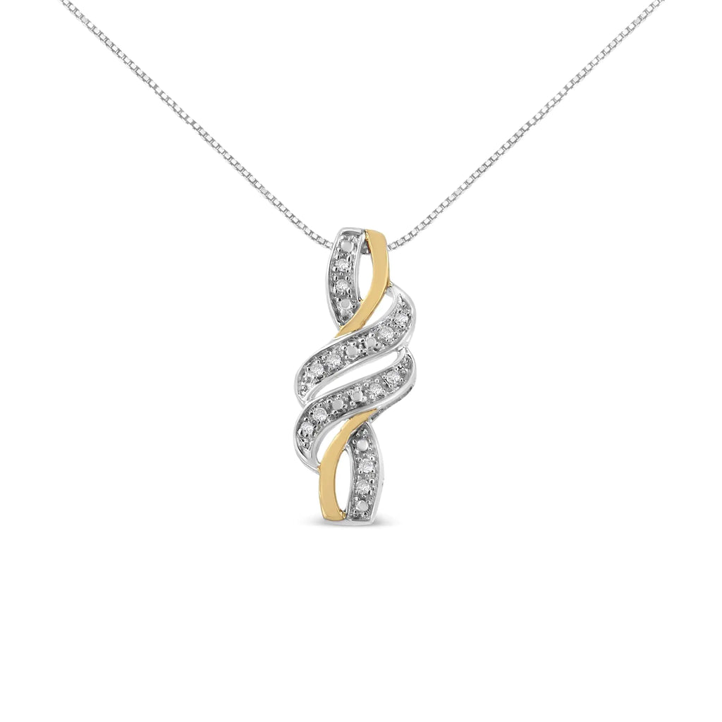 Style Loft Collection Cross Bypass 14K Yellow Gold Plated .925 Sterling Silver Round-Cut Diamond Accent 18" Pendant Necklace (H-I Color, I2-I3 Clarity)