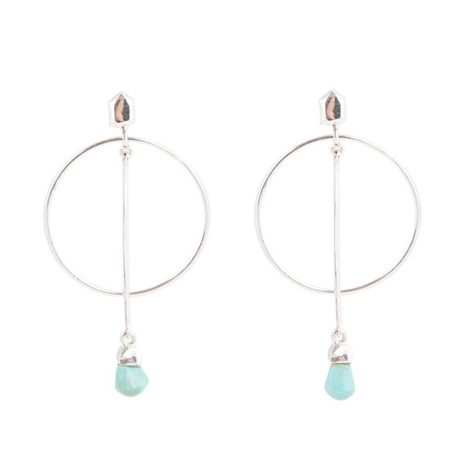 Sterling Silver and Blue Turquoise Drop a Line Earrings