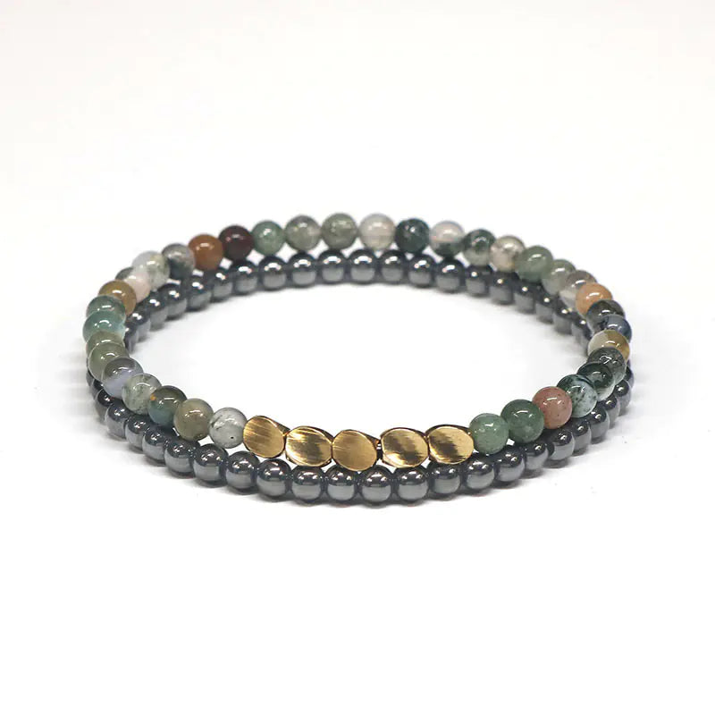 Stylel Loft Collection Natural Agate & Bronze Beaded Bracelet