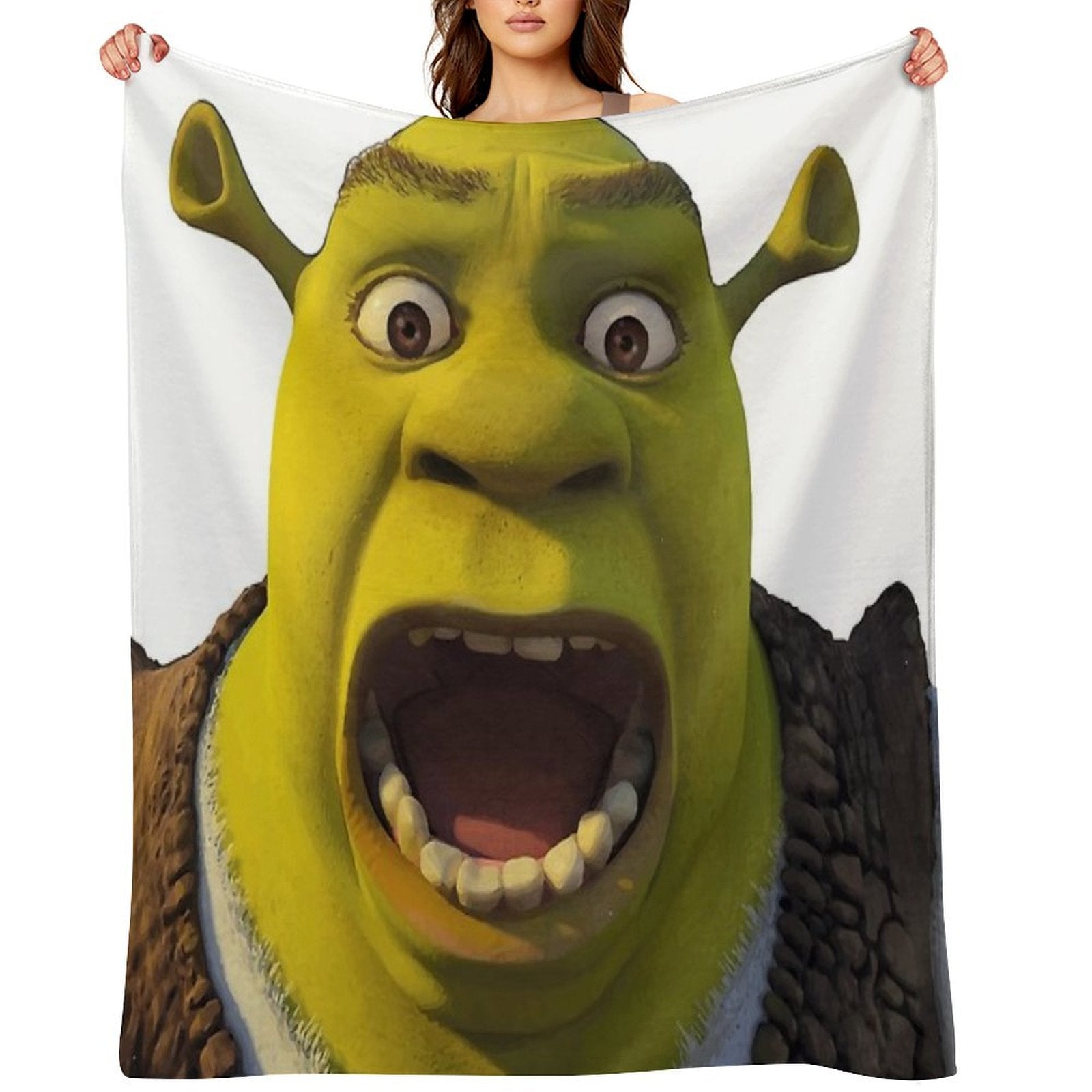 Surprised Shrek Meme Sticker – Funny Ahh! You Just Scared Shrek Decal Throw Blanket