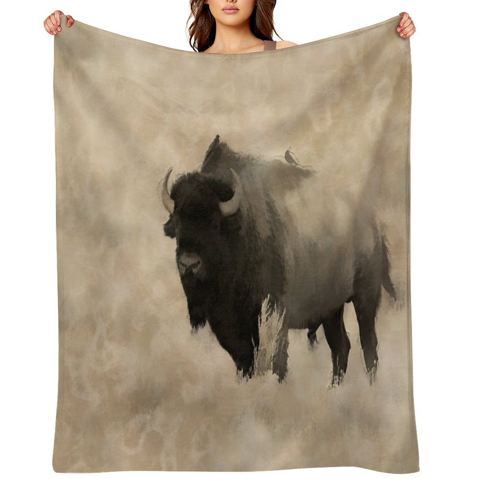 American Buffalo  -  Plains Bison Throw Blanket