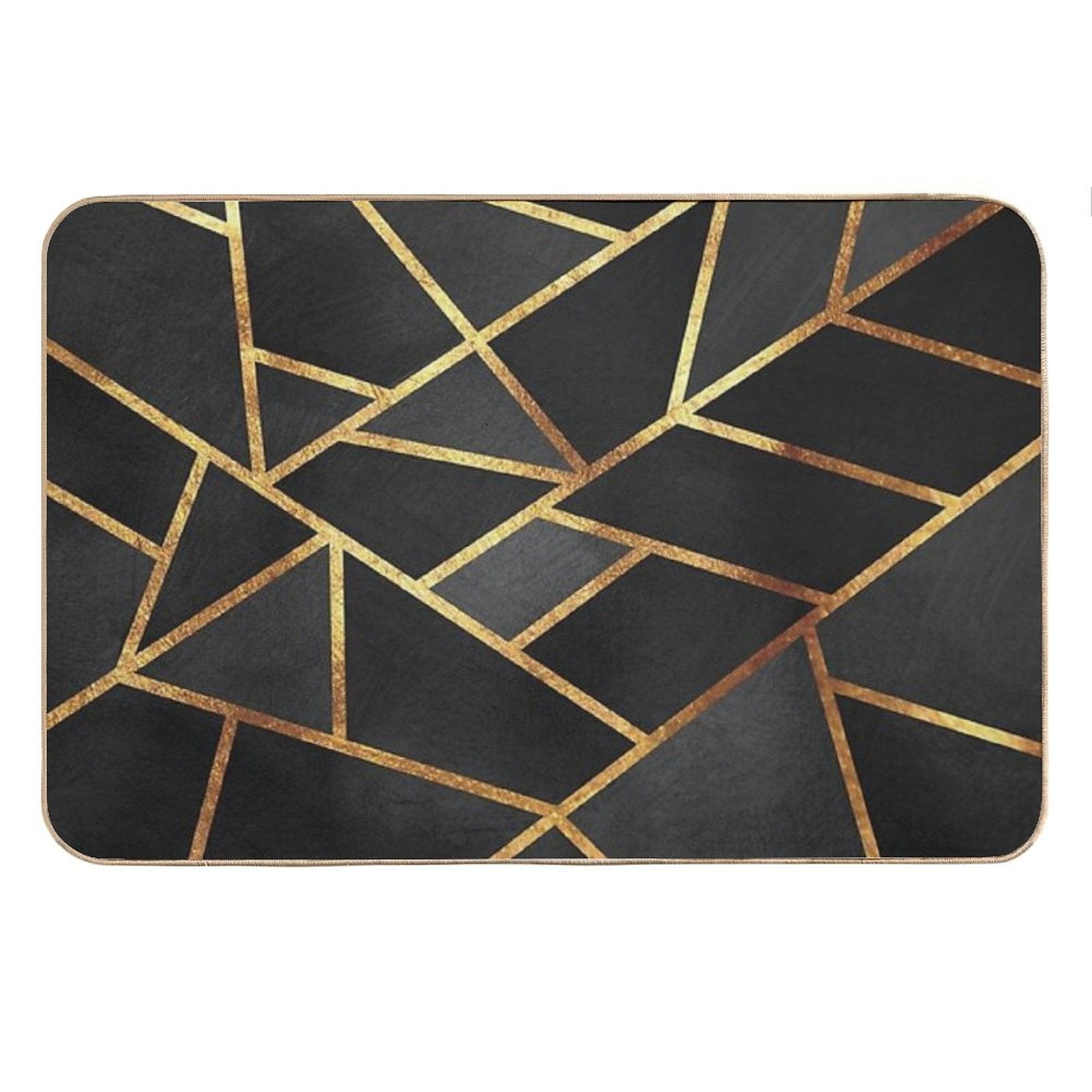 Black Gold Stone Geometric Bath Mat