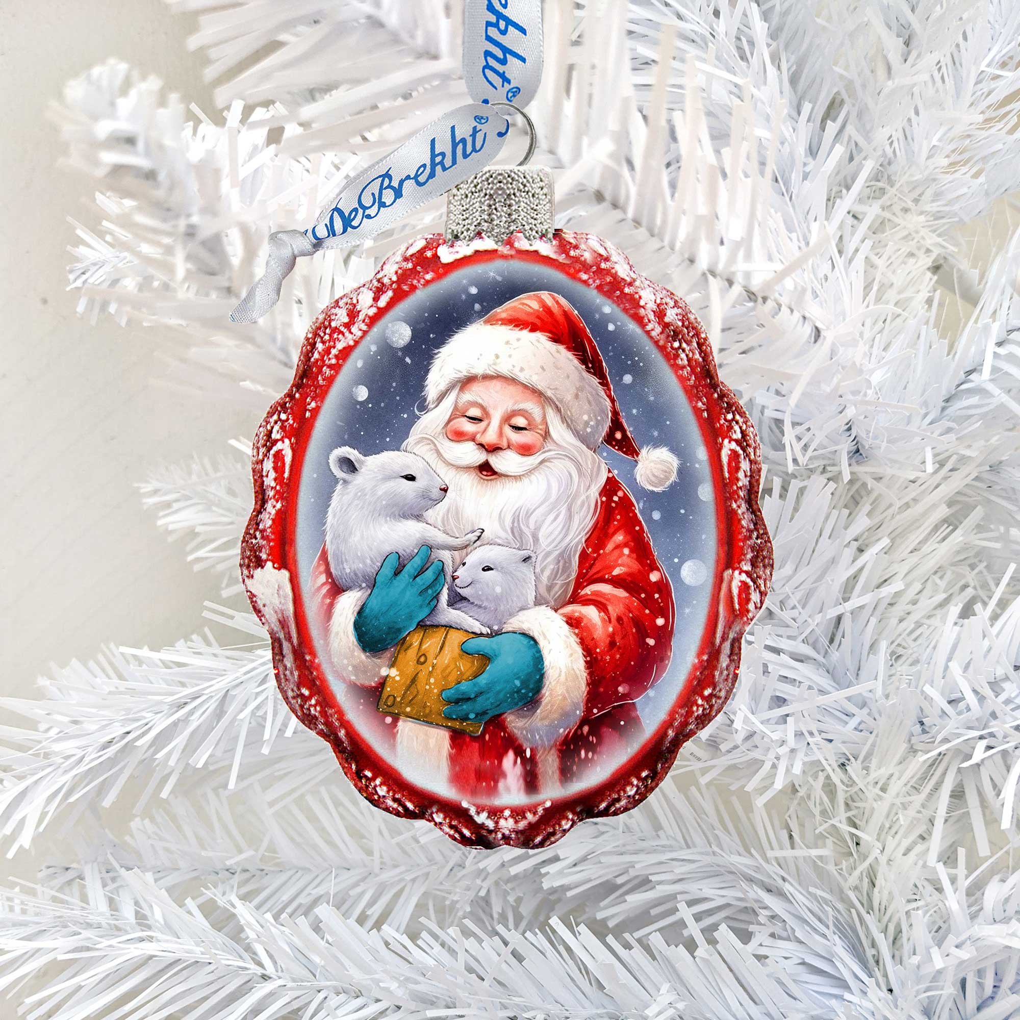 Santa with Cubs Mercury Glass Ornaments by G. Debrekht - Christmas Santa Snowman Decor - 776012