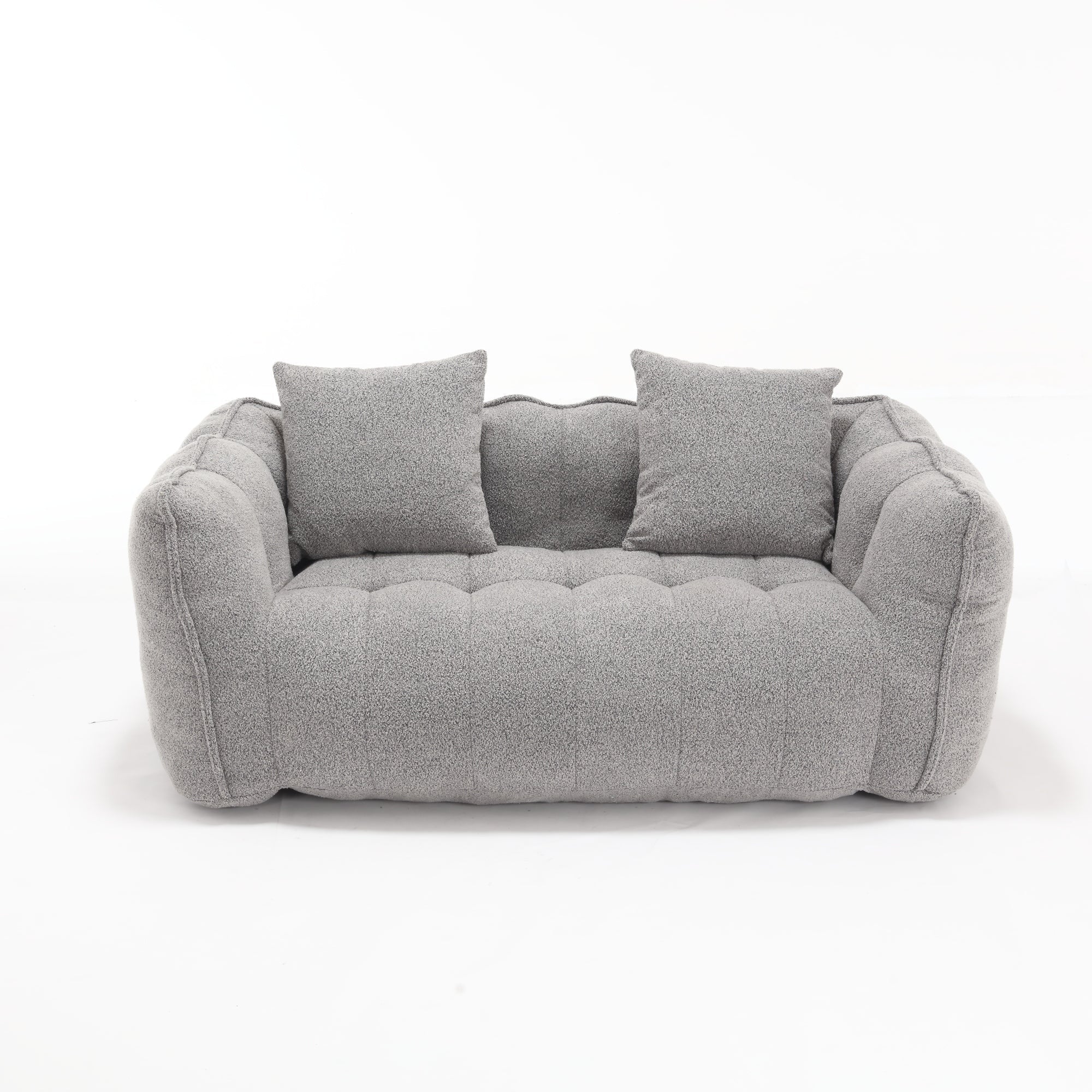 Cozy Beanbag Chair with High Resilience Foam Core for Two - Grey Chenille, 66x35x25 inches