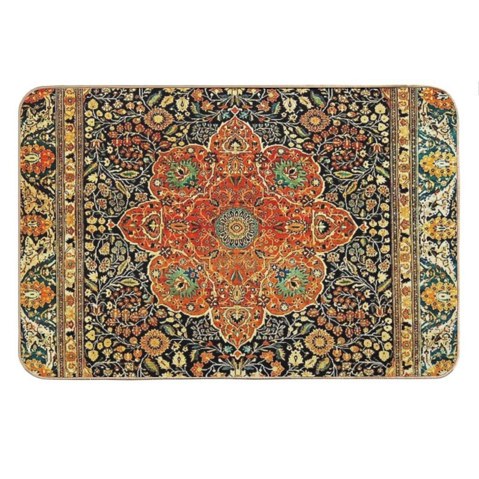 Antique Persian Mohtashem Kashan Rug Print Bath Mat