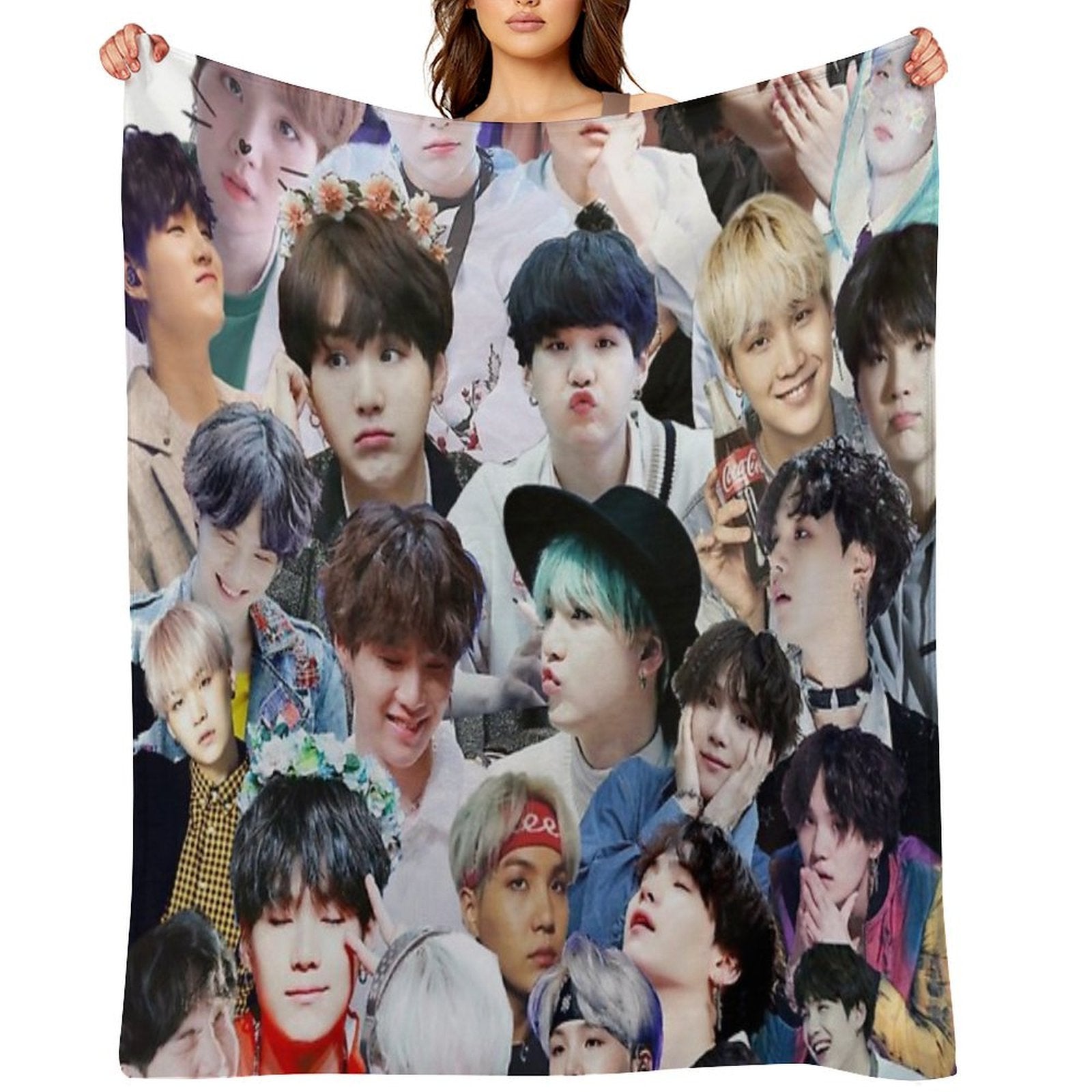 Suga BTS Collage Throw Blanket