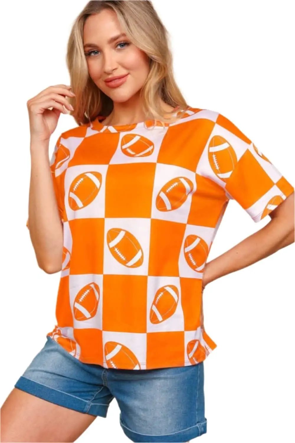 Trendsi Haptics checkered football tee