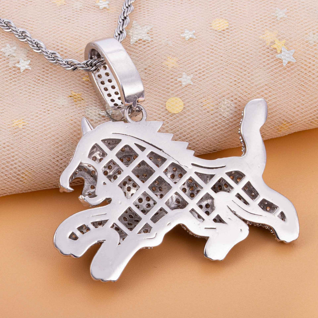 Hip Hop Leopard Pendant Necklace with Full Zircon for Men - Stylish Jewelry for Trendsetters