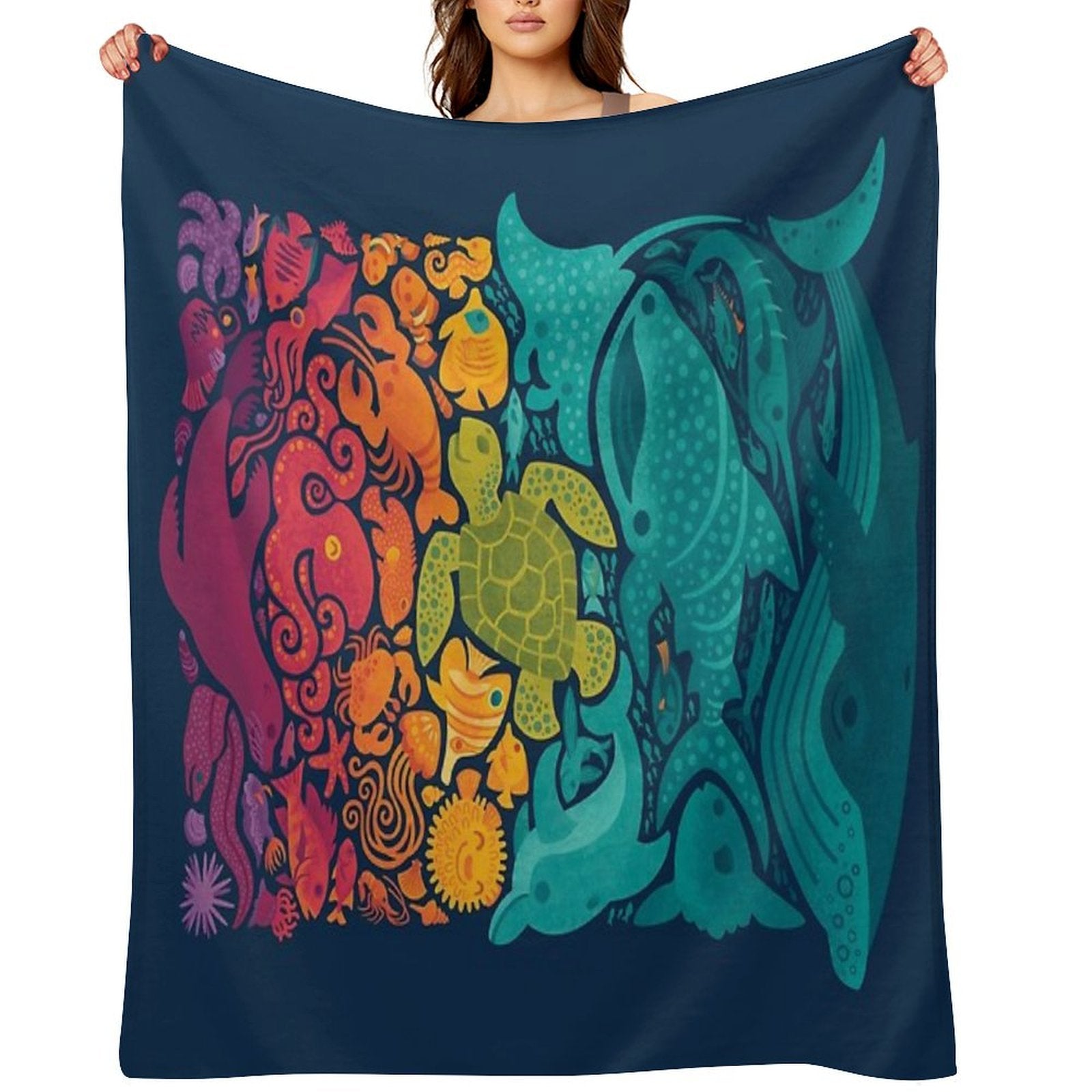 Aquatic Spectrum Throw Blanket