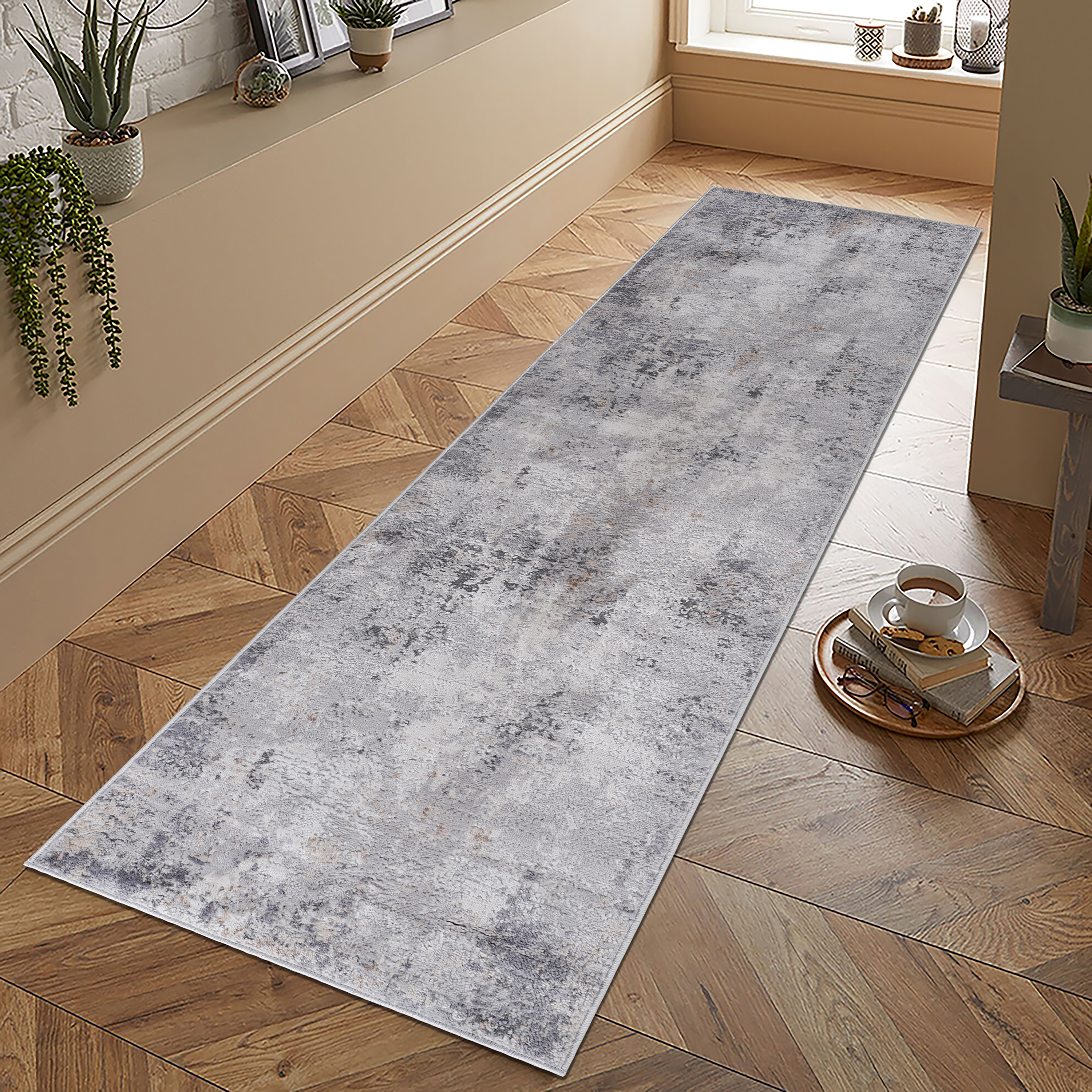 NAAR MARFI Collection 2X8 Ivory / Sand / Abstract Runner Rug