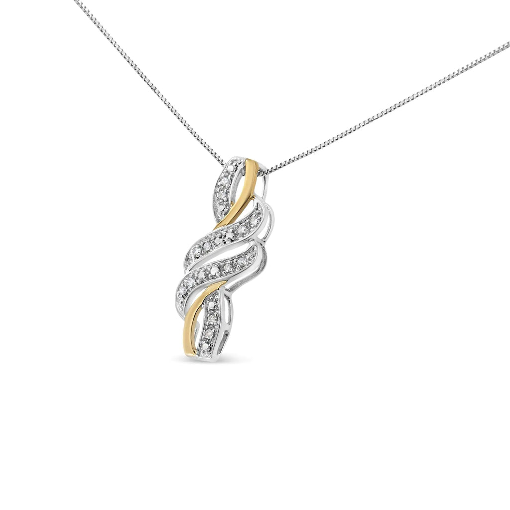 Style Loft Collection Cross Bypass 14K Yellow Gold Plated .925 Sterling Silver Round-Cut Diamond Accent 18" Pendant Necklace (H-I Color, I2-I3 Clarity)