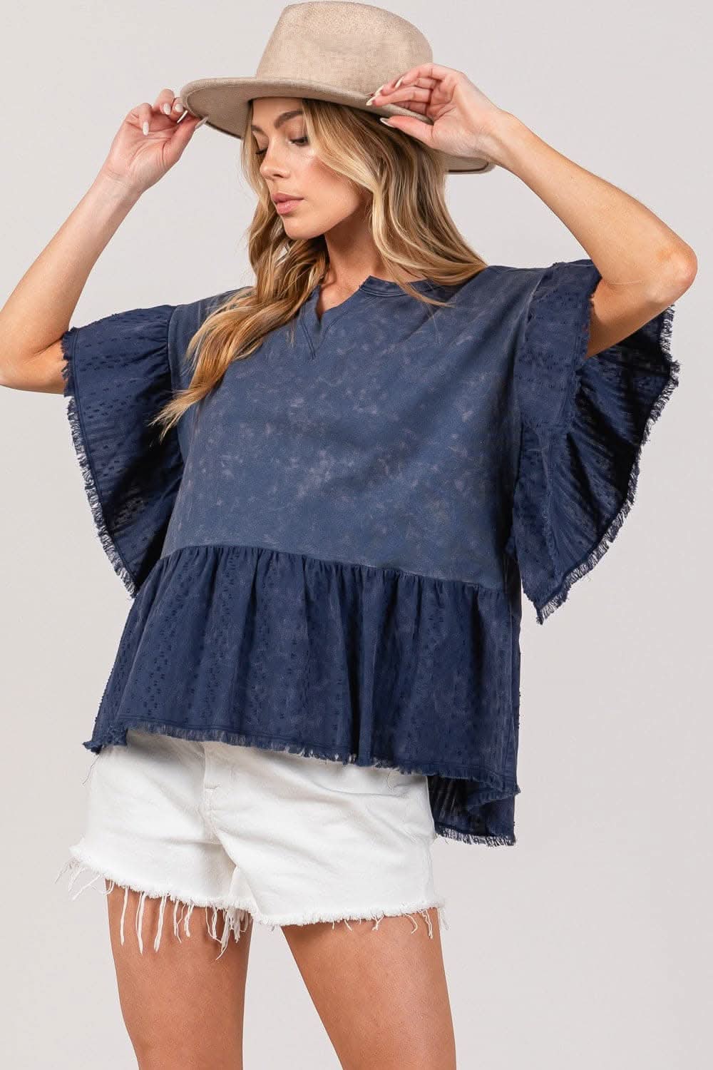 Sage + Fig ruffle sleeve blouse