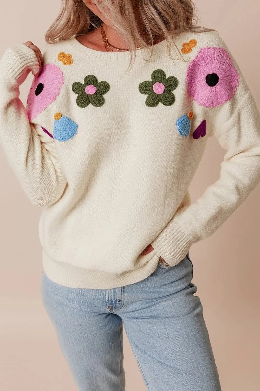 Trendsi Chic floral crochet sweater