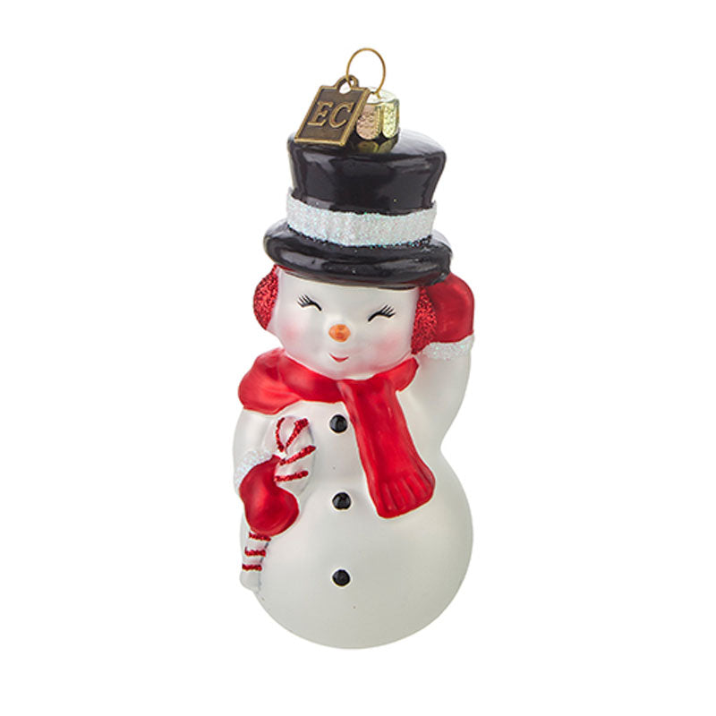 Snowman Blow Mold Glass Ornament