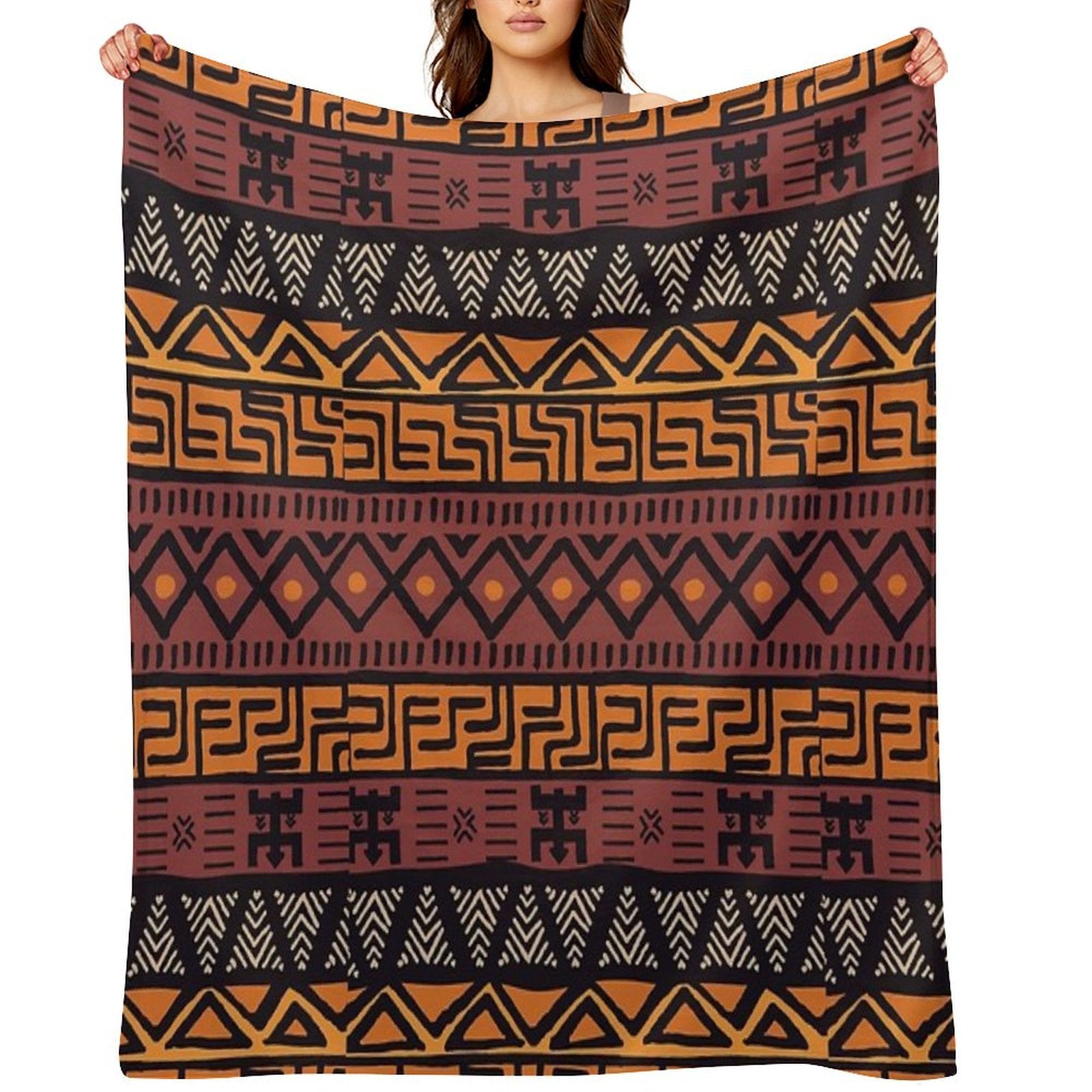 African Tribal Mudcloth Pattern Throw Blanket