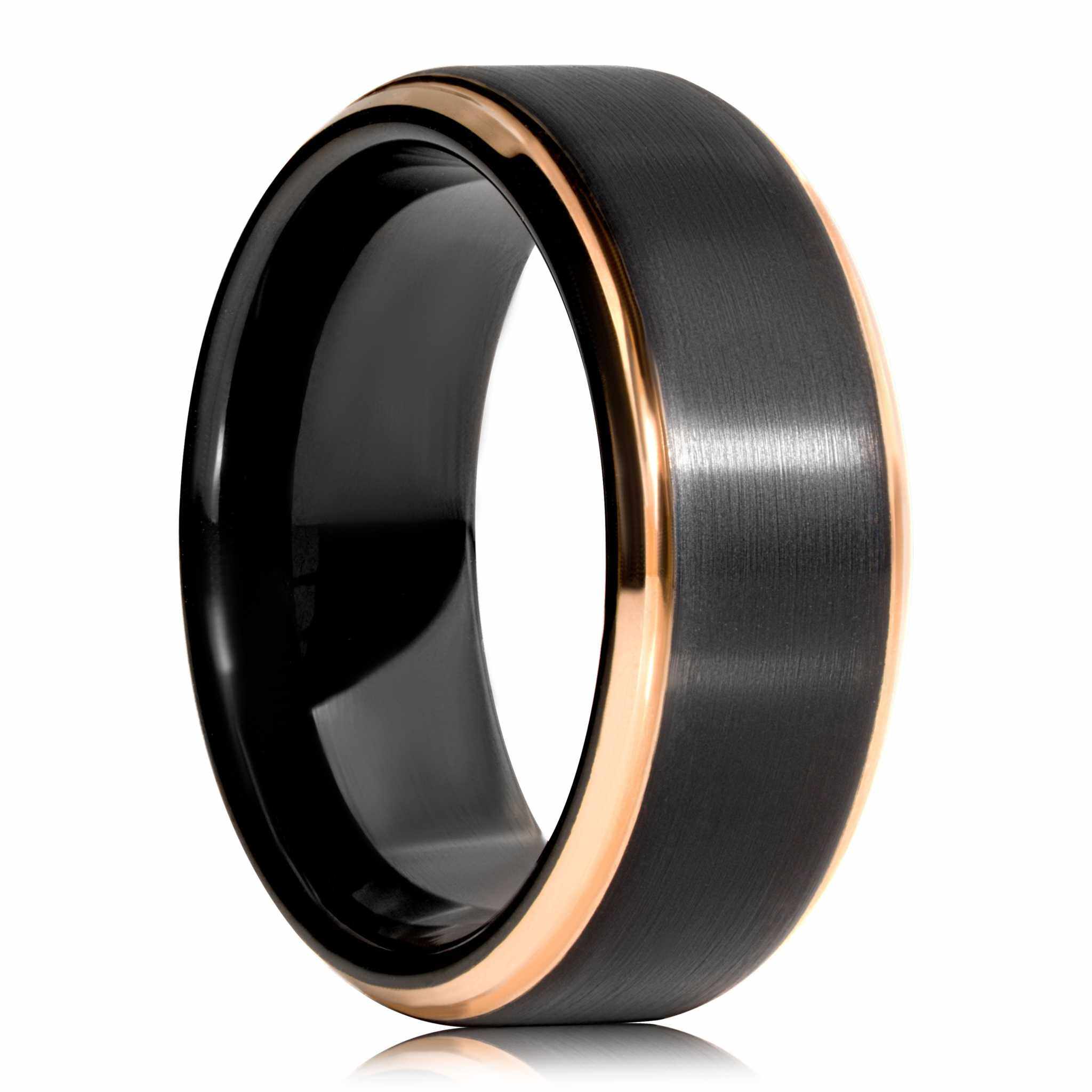 Edge Rose Gold Solid Tungsten Carbide Ring
