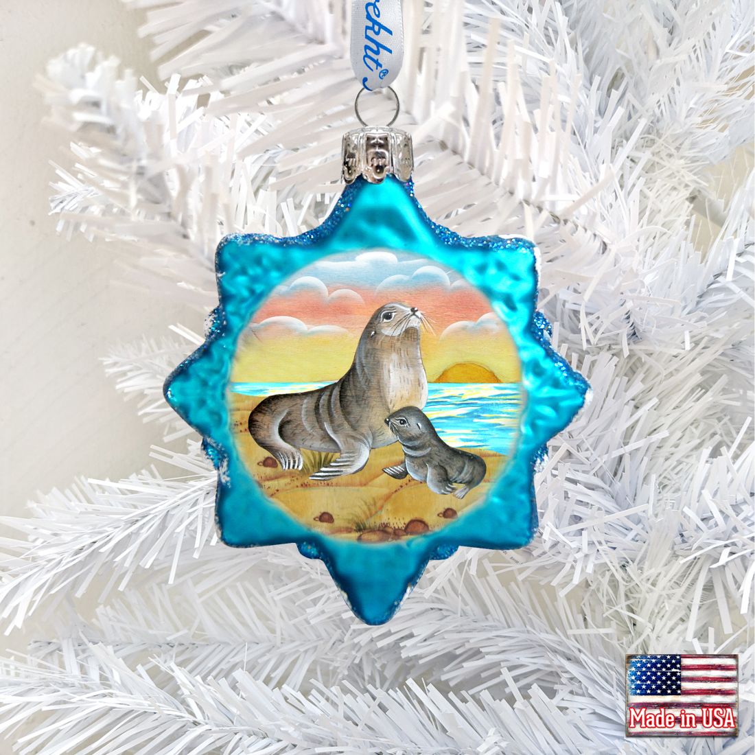 Seal Star Mercury Glass Ornament by G. DeBrekht - Coastal Holiday Decor - 775476