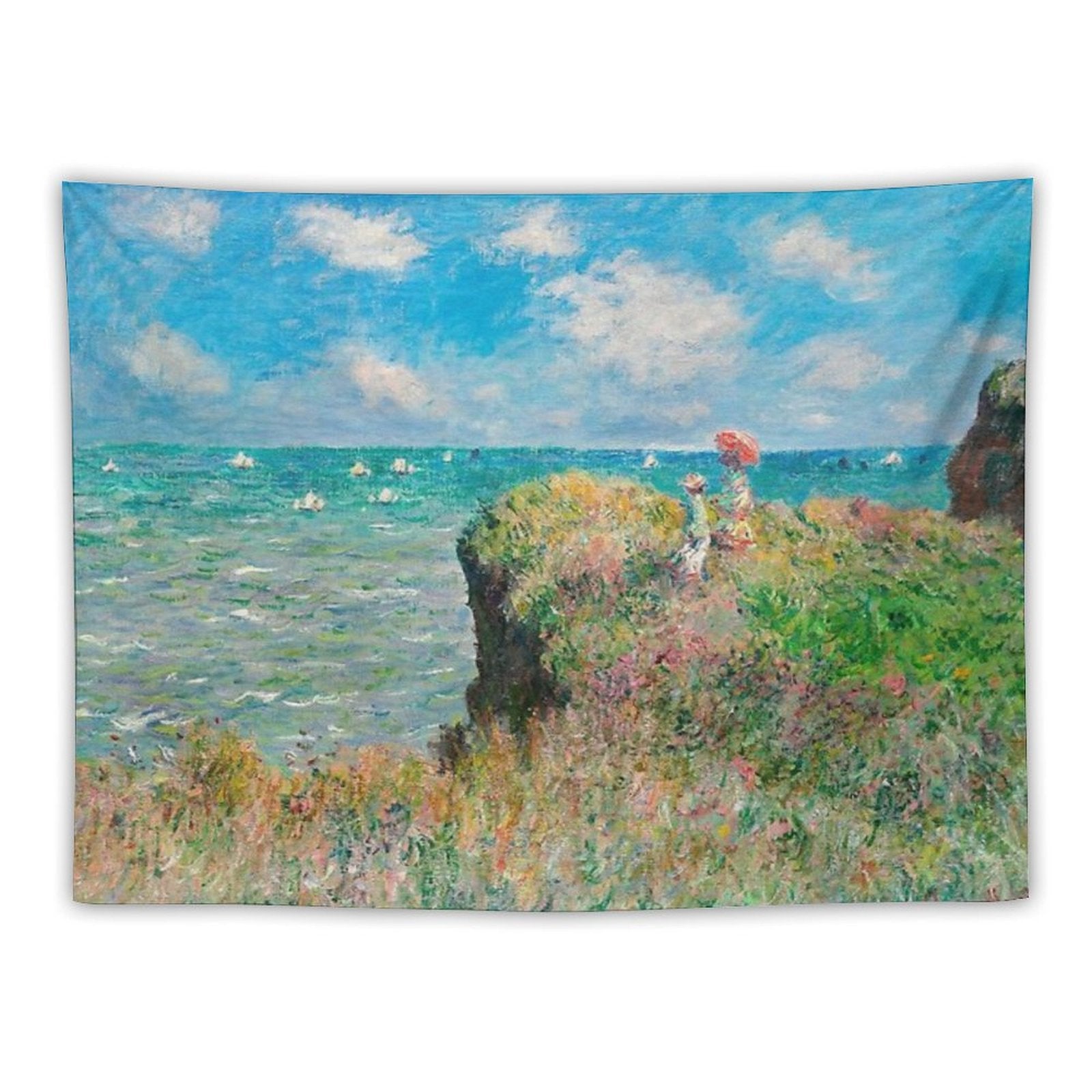 1882-Claude Monet-Cliff Walk at Pourville-66 X 82 Tapestry