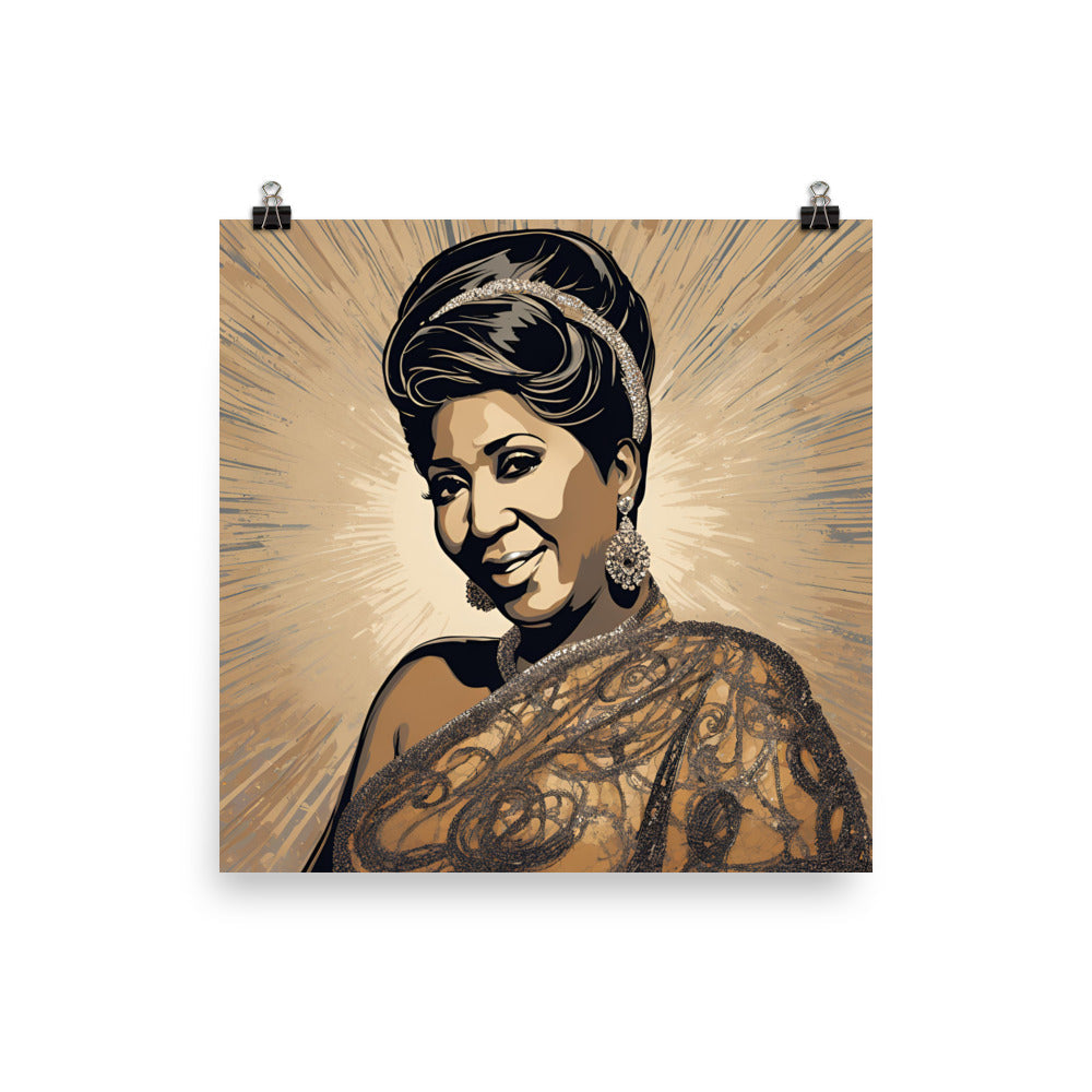 Aretha Franklin Portrait on Matte Paper Poster
