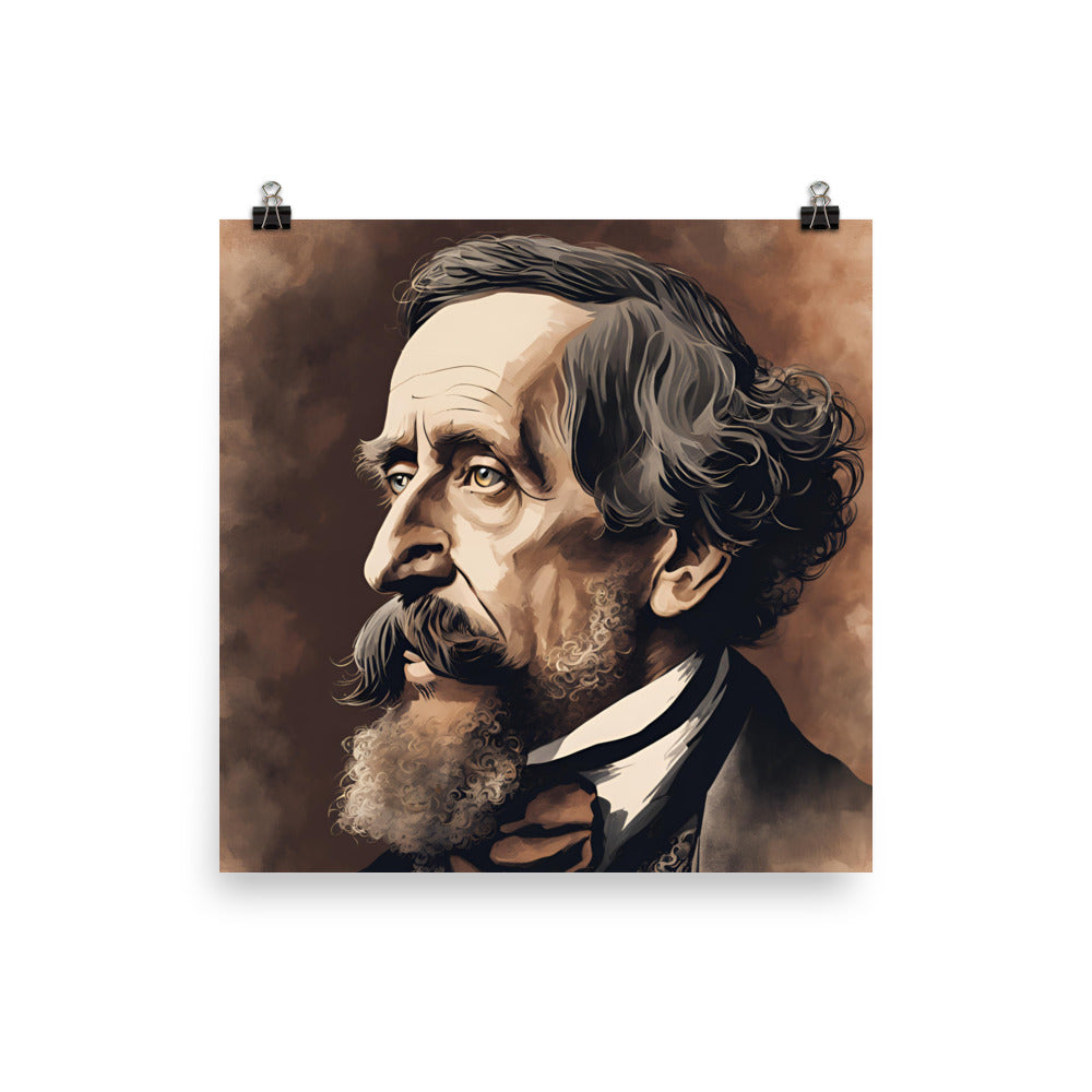 Charles Dickens Portrait on Matte Paper Poster