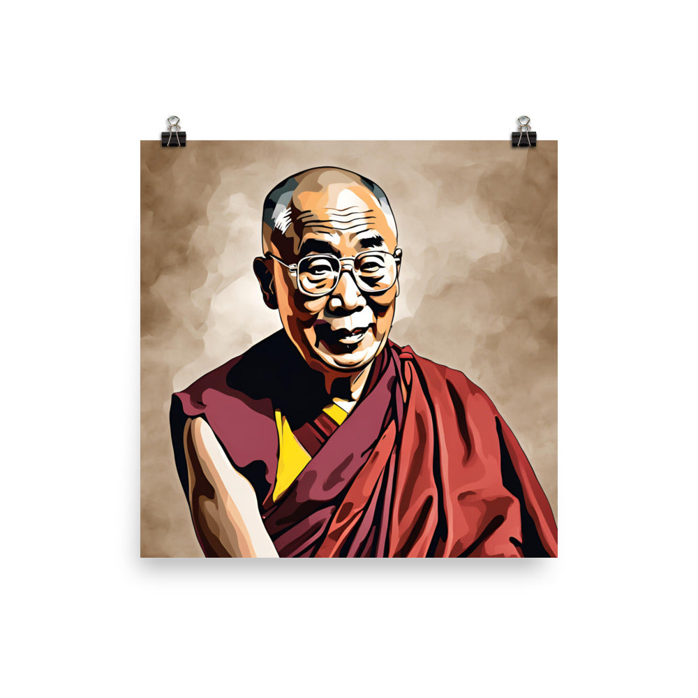 Dalai Lama Portrait on Matte Paper Poster