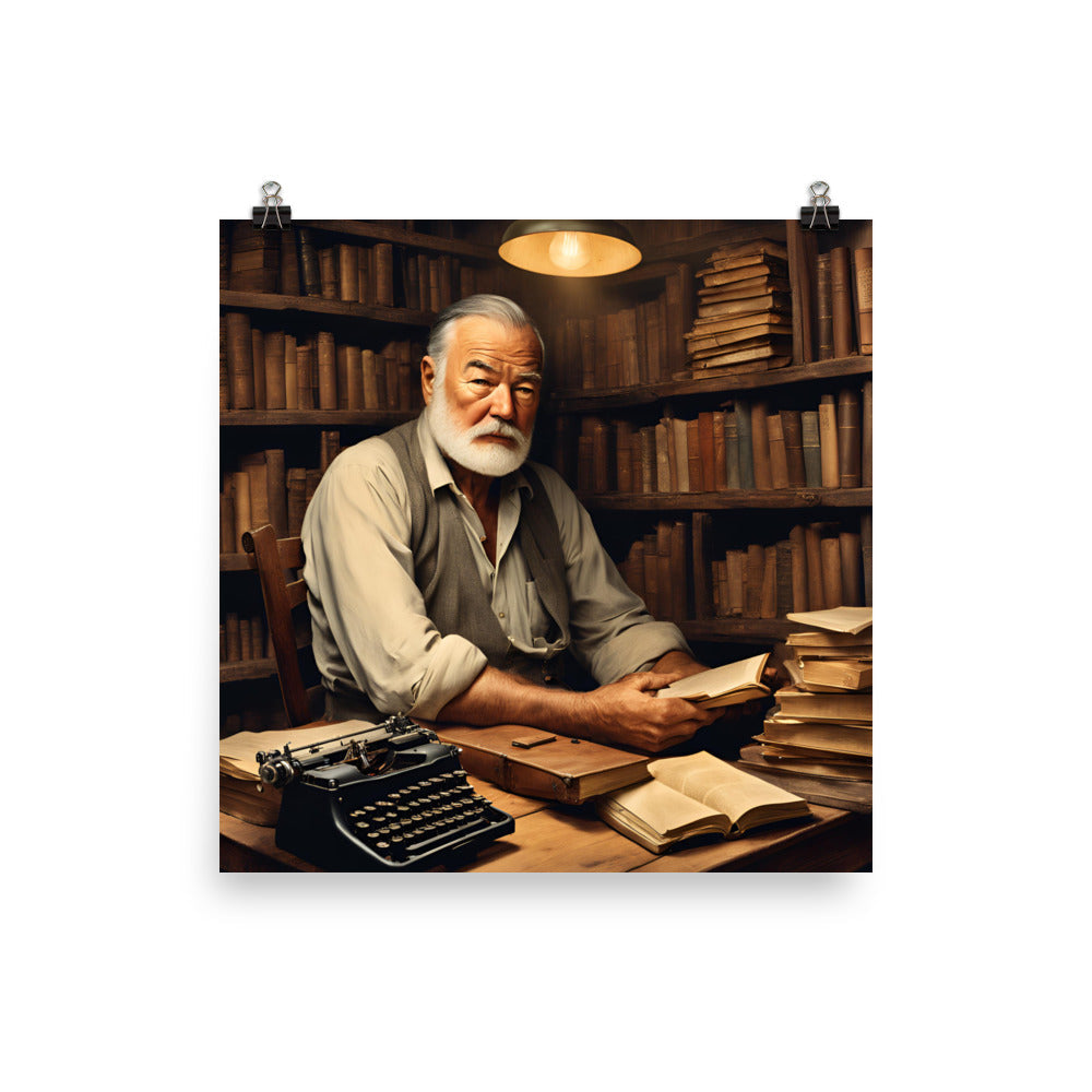 Ernest Hemingway Portrait on Matte Paper Poster