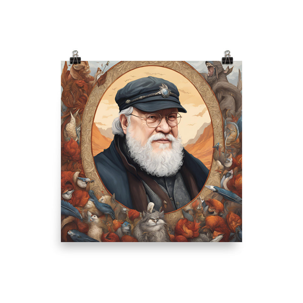George R. R. Martin Portrait on Matte Paper Poster