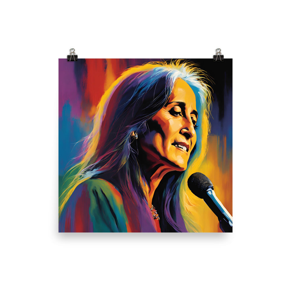 Joan Baez Portrait on Matte Paper Poster