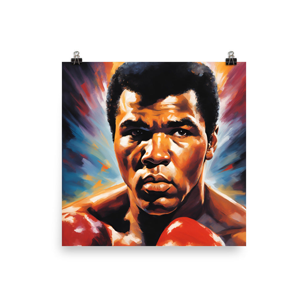 Muhammad Ali Portrait on Matte Paper Poster